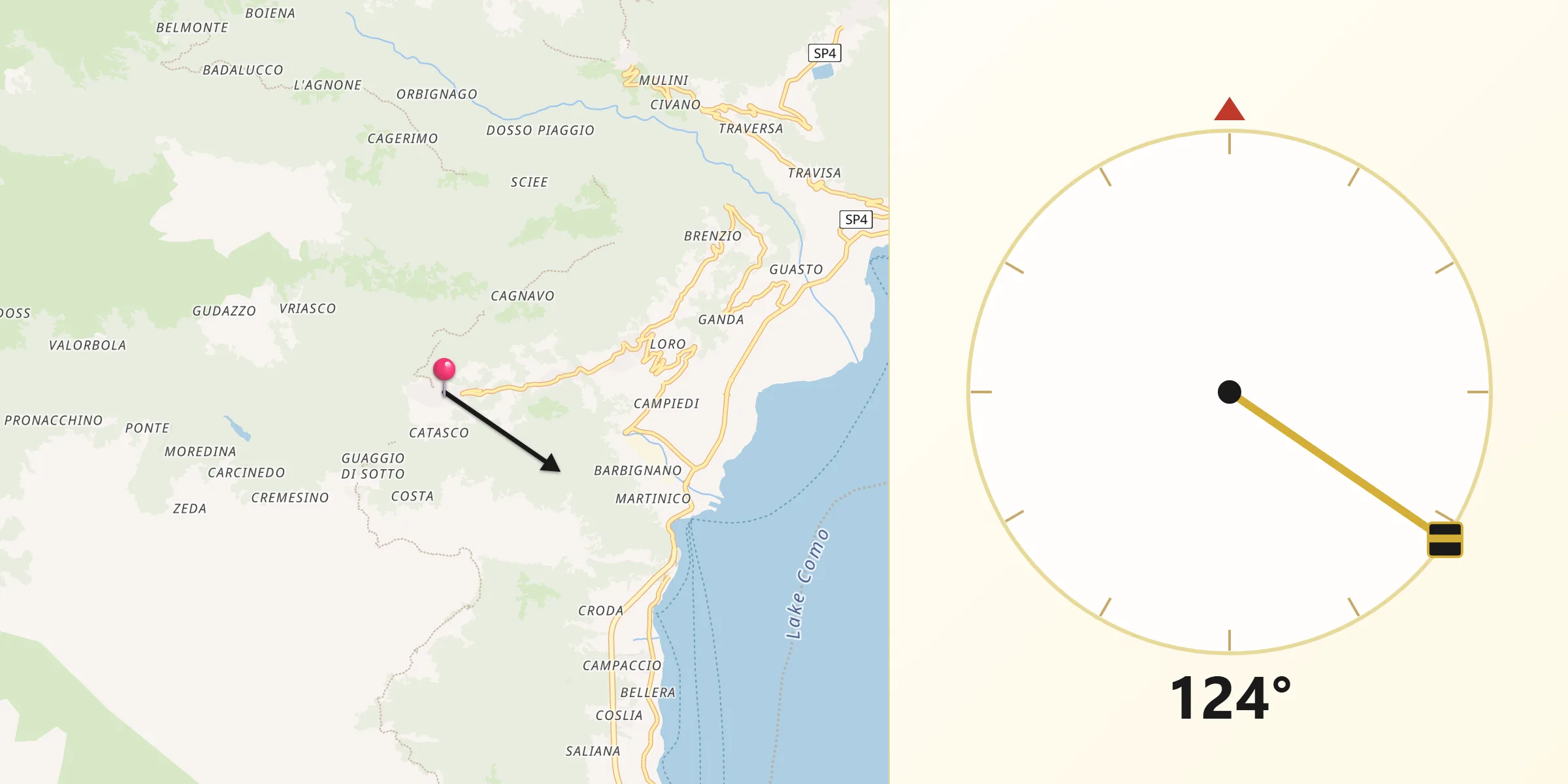 Direzione della Qibla da Garzeno