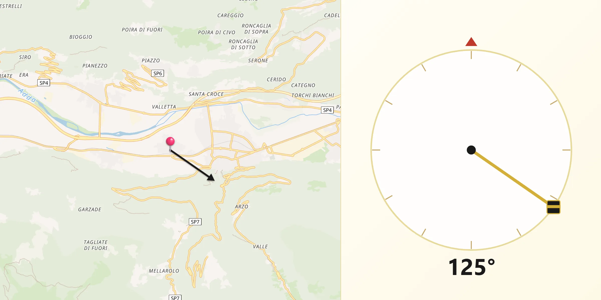Direzione della Qibla da Cosio Valtellino