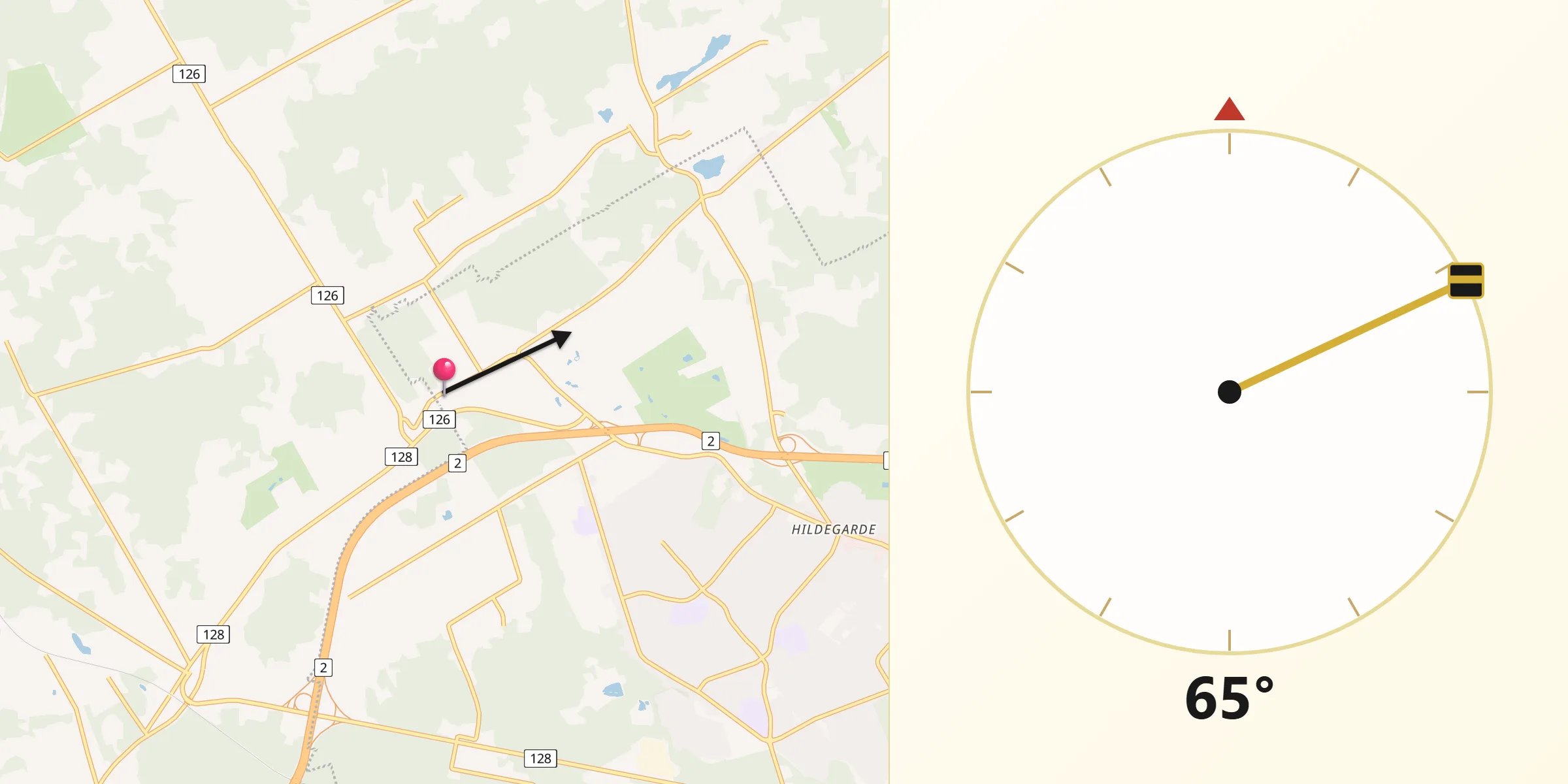 Qibla Direction from Lutes Mountain
