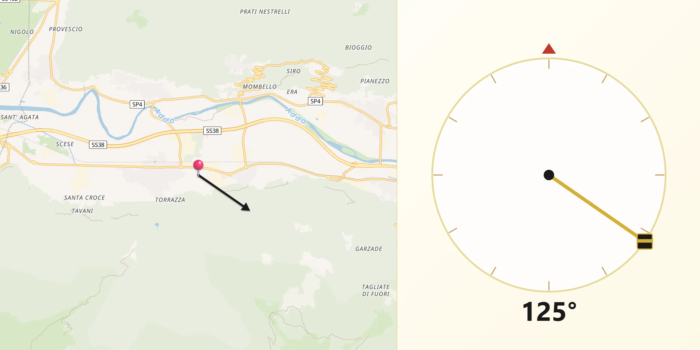 Direzione della Qibla da Andalo Valtellino