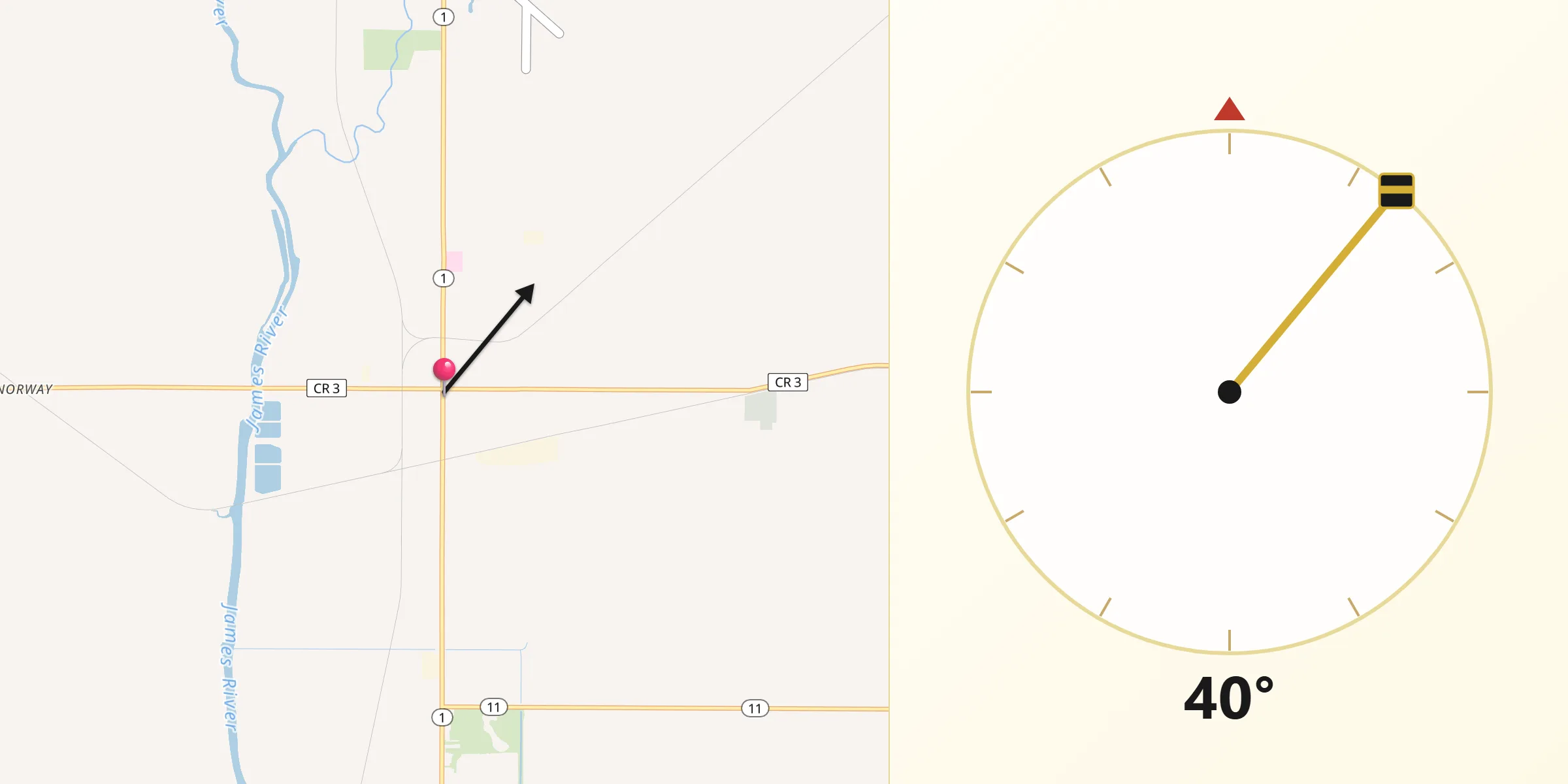 Qibla Direction from Oakes