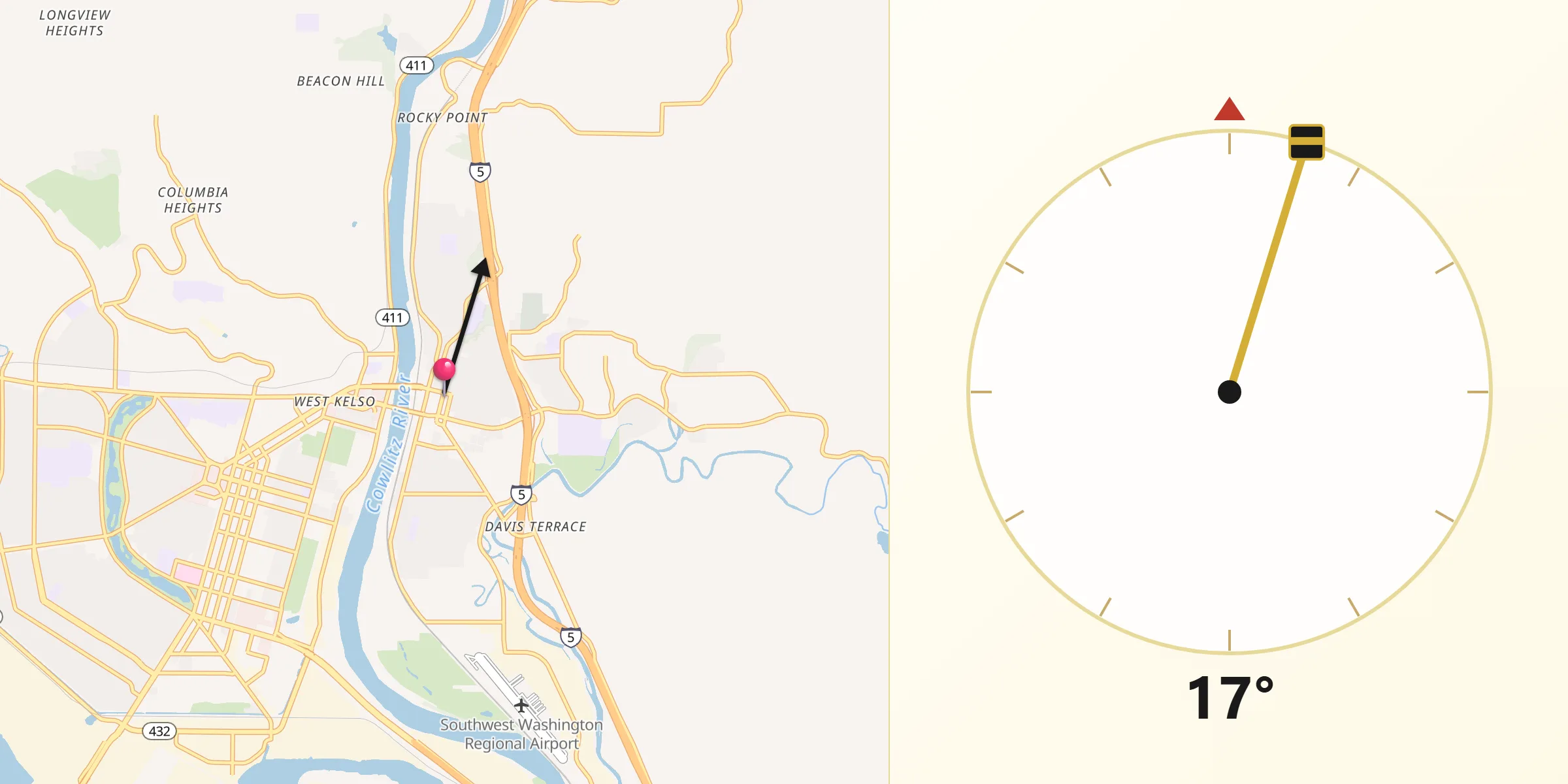 Qibla Direction from Kelso