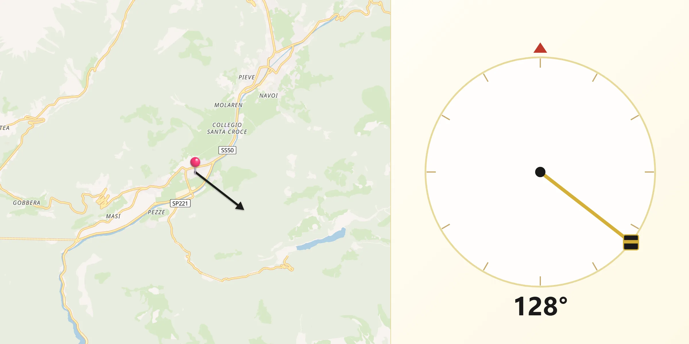 Direzione della Qibla da Mezzano
