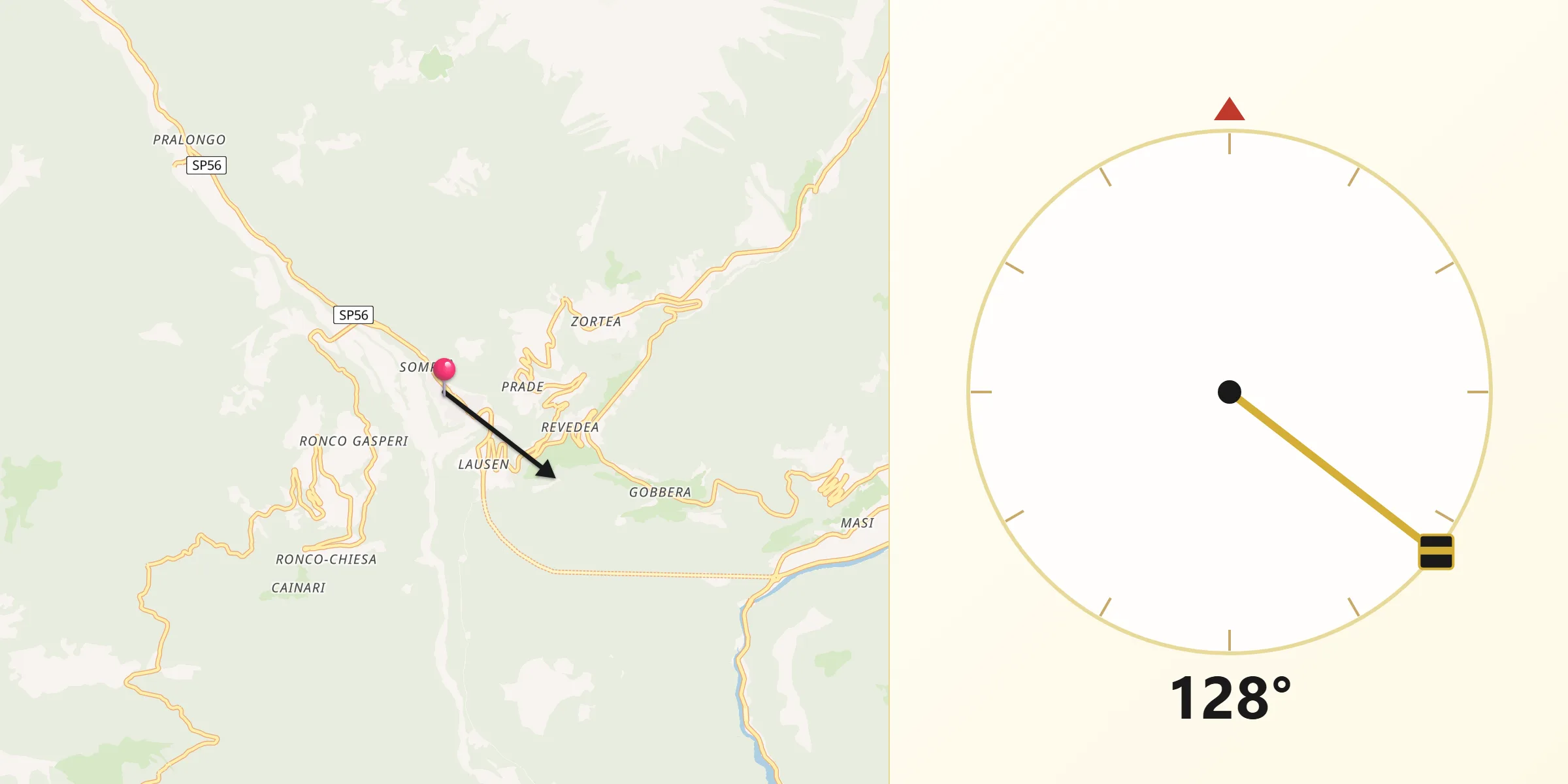 Direzione della Qibla da Canal San Bovo