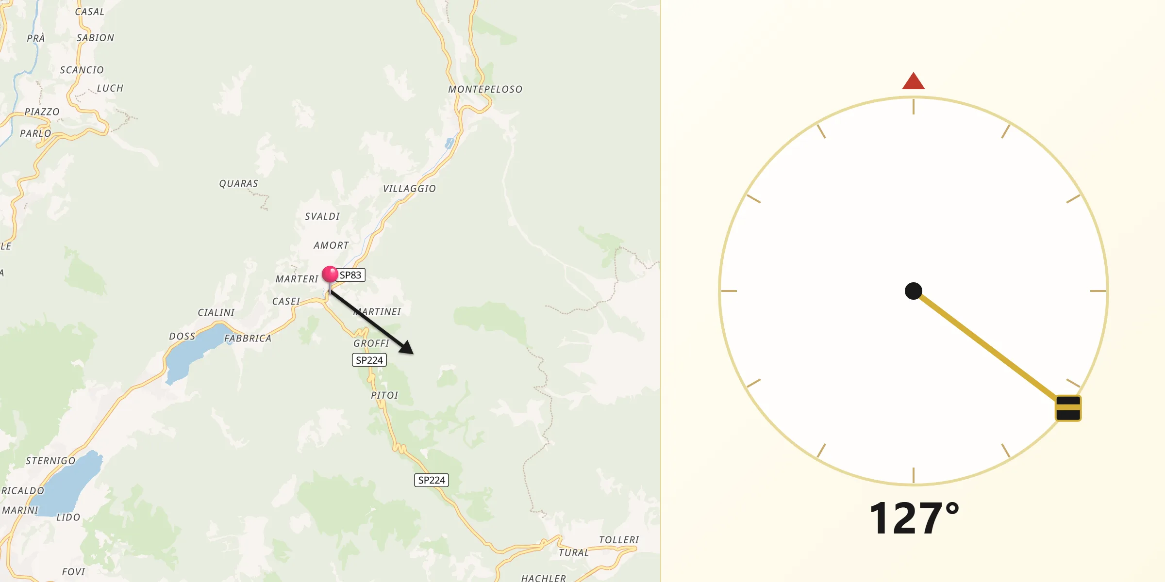 Direzione della Qibla da Centrale
