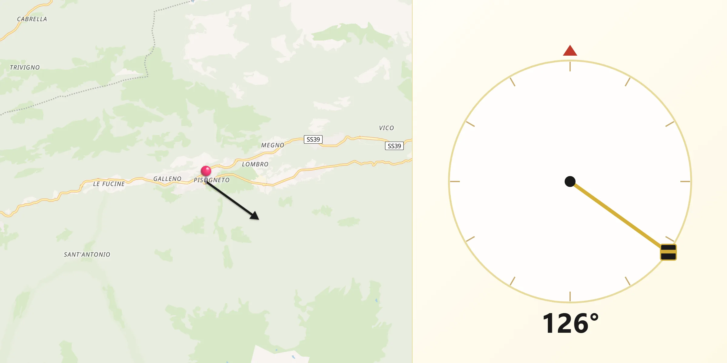Direzione della Qibla da Corteno Golgi