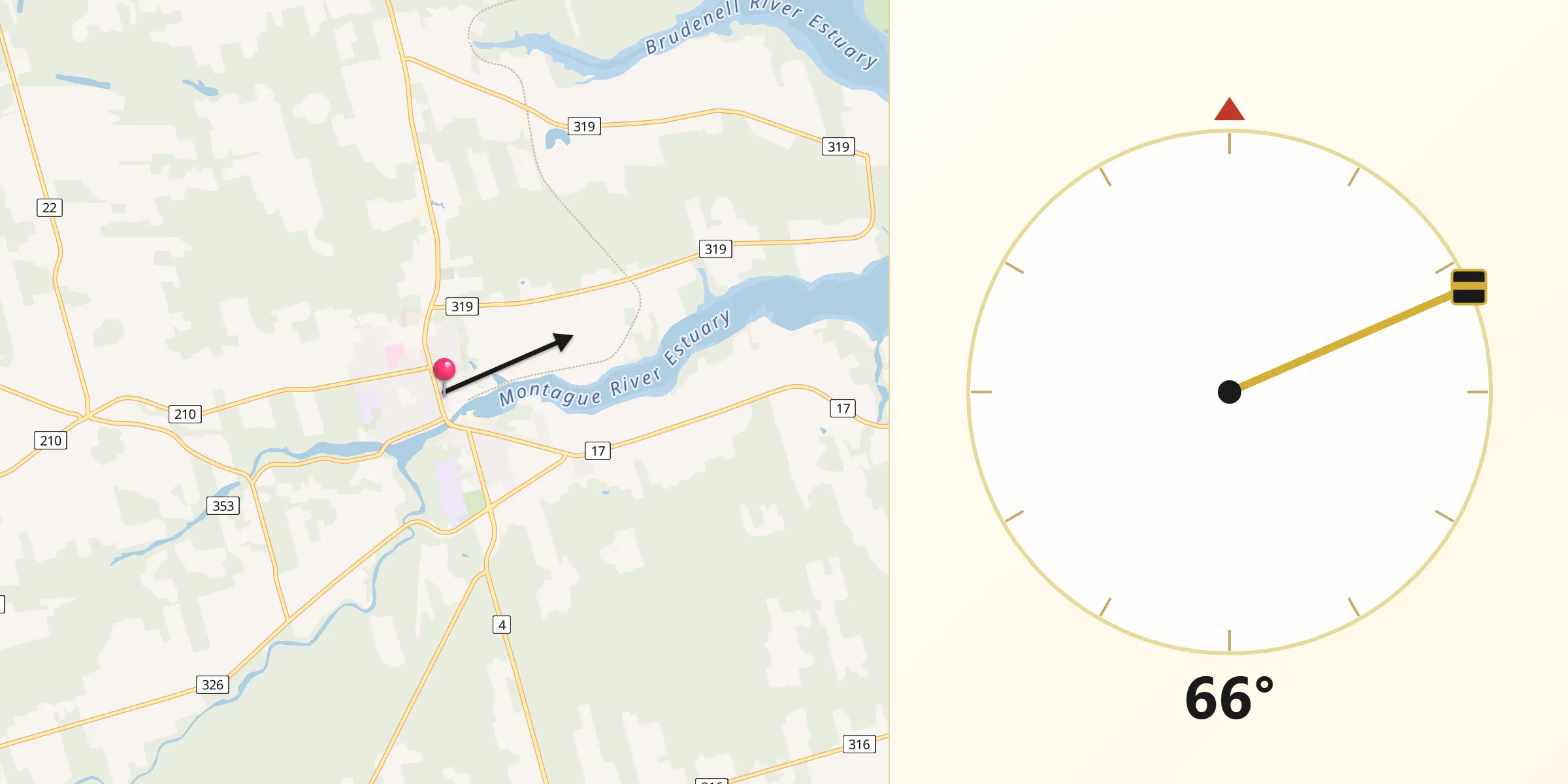 Qibla Direction from Montague