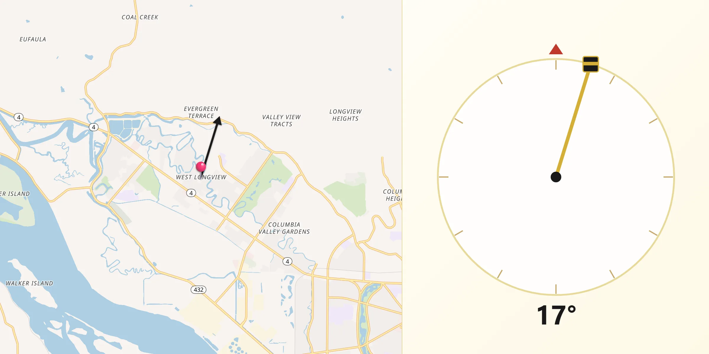 Qibla Direction from West Longview