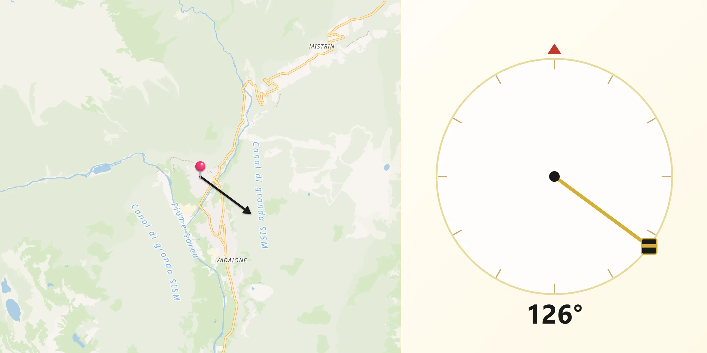 Direzione della Qibla da Carisolo
