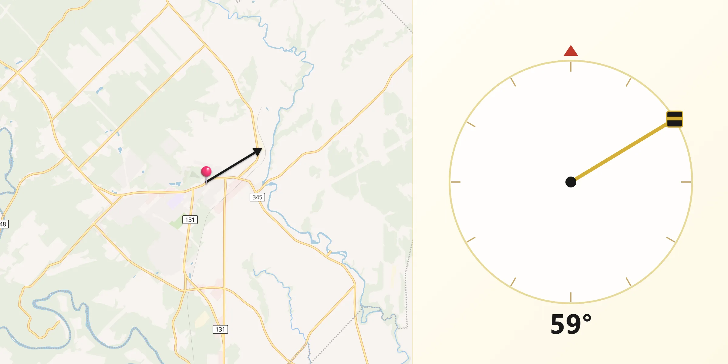Qibla Direction from Saint-Félix-de-Valois