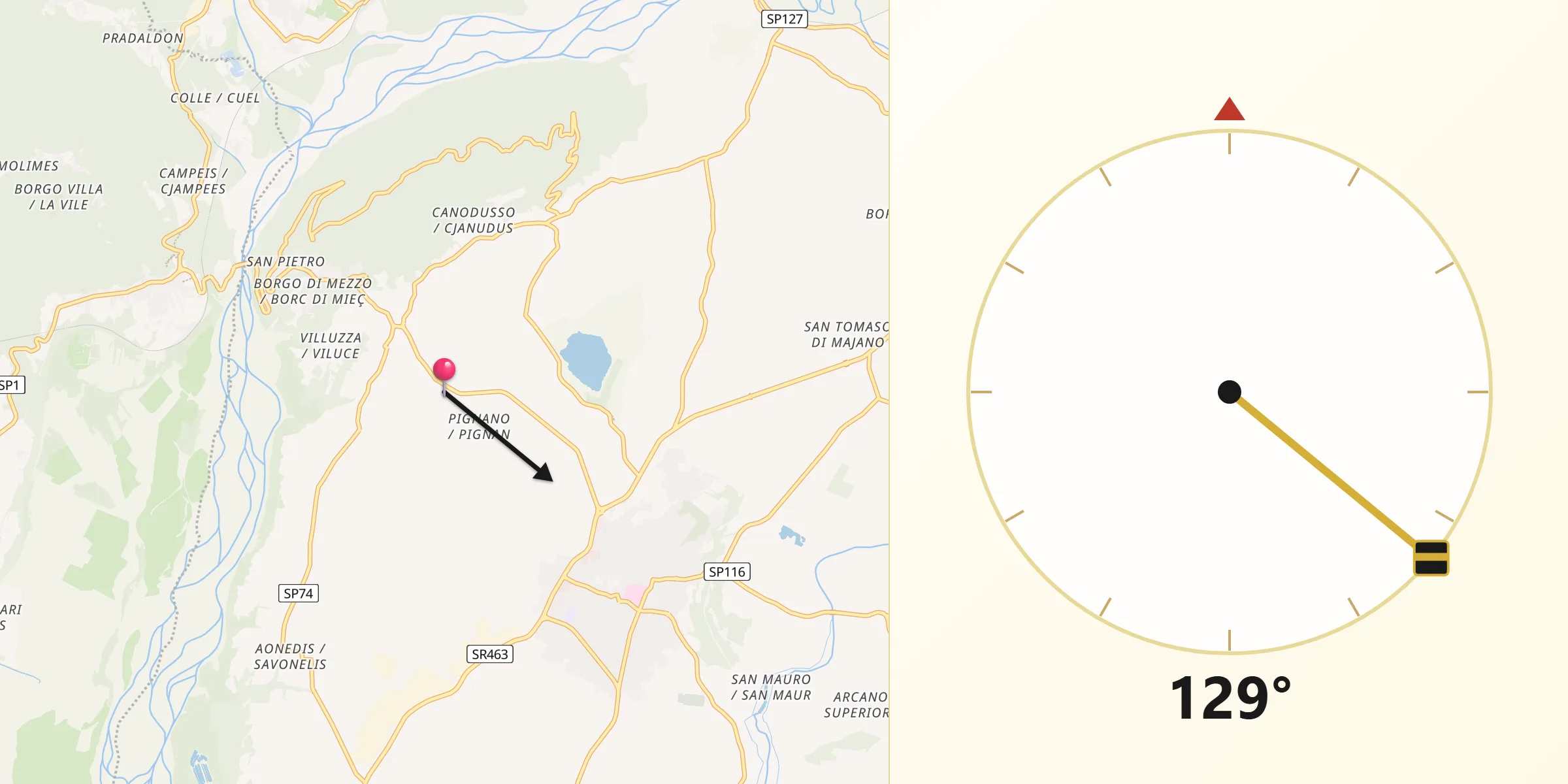 Direzione della Qibla da San Giacomo