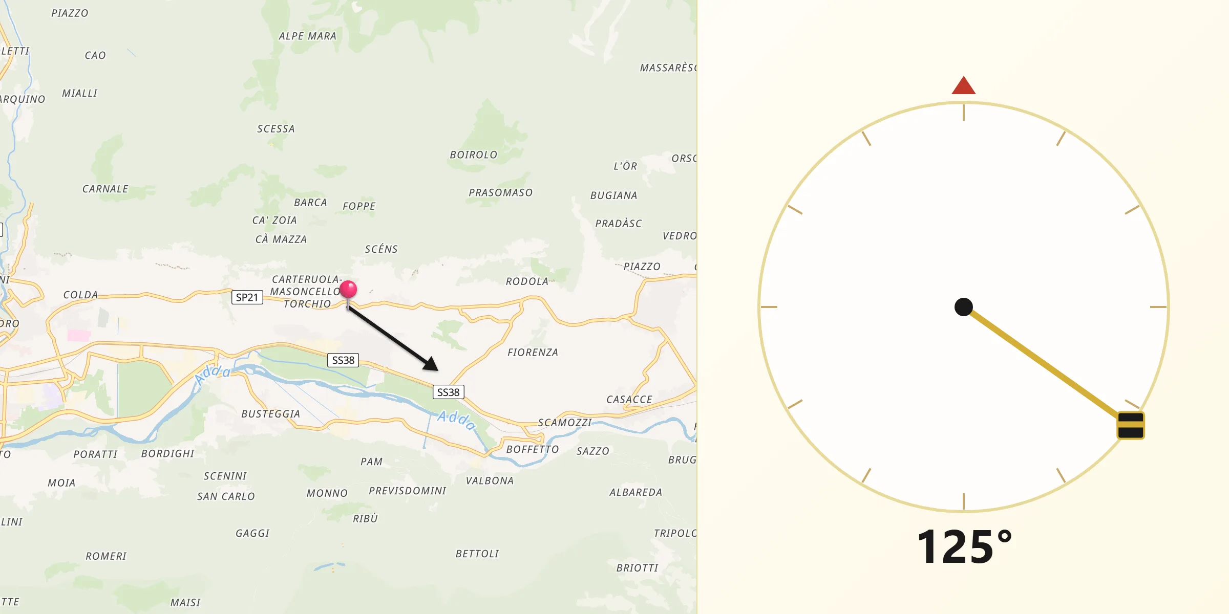 Direzione della Qibla da Poggiridenti Alto