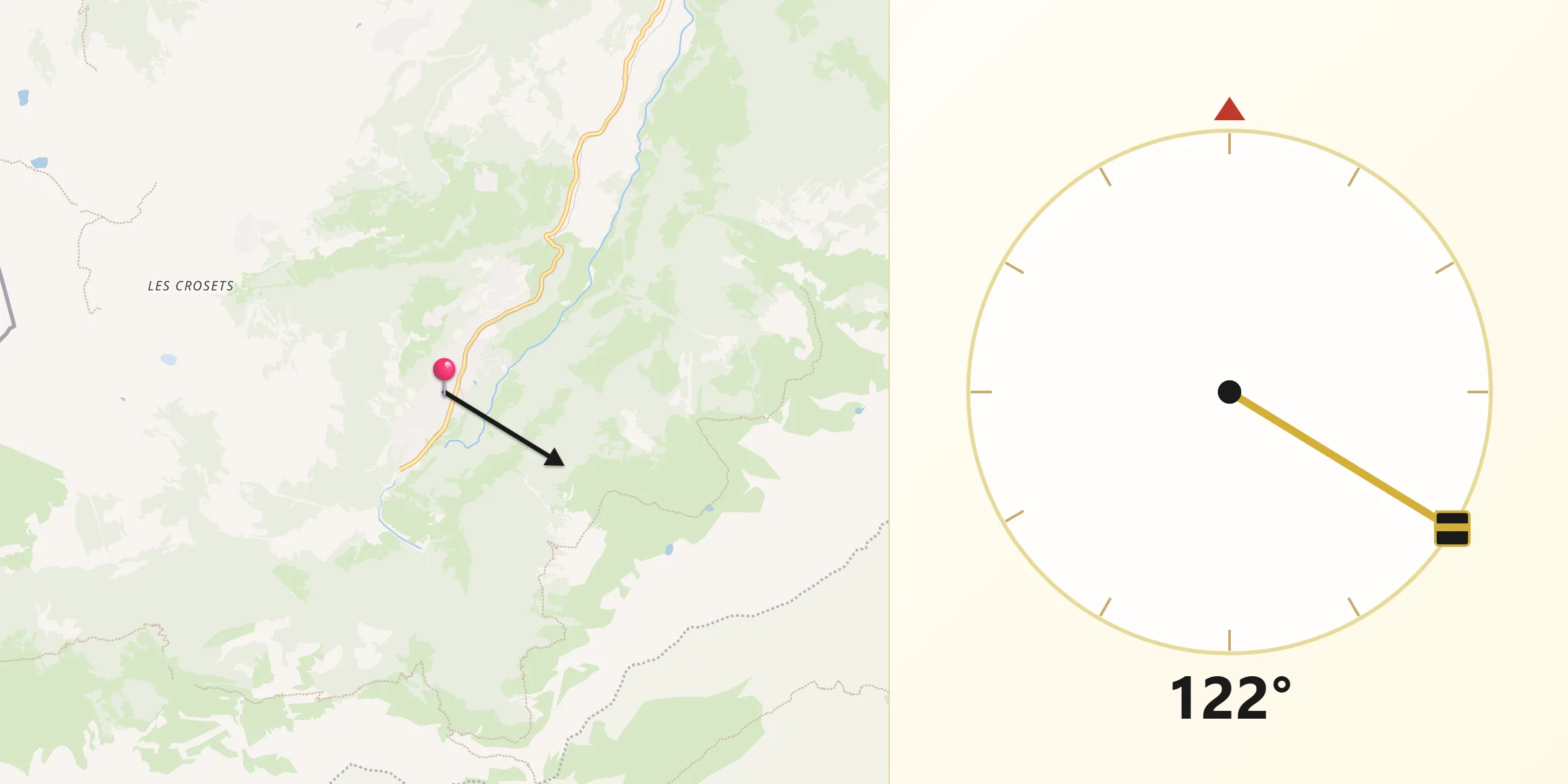 Direction vers la Qibla depuis Champéry