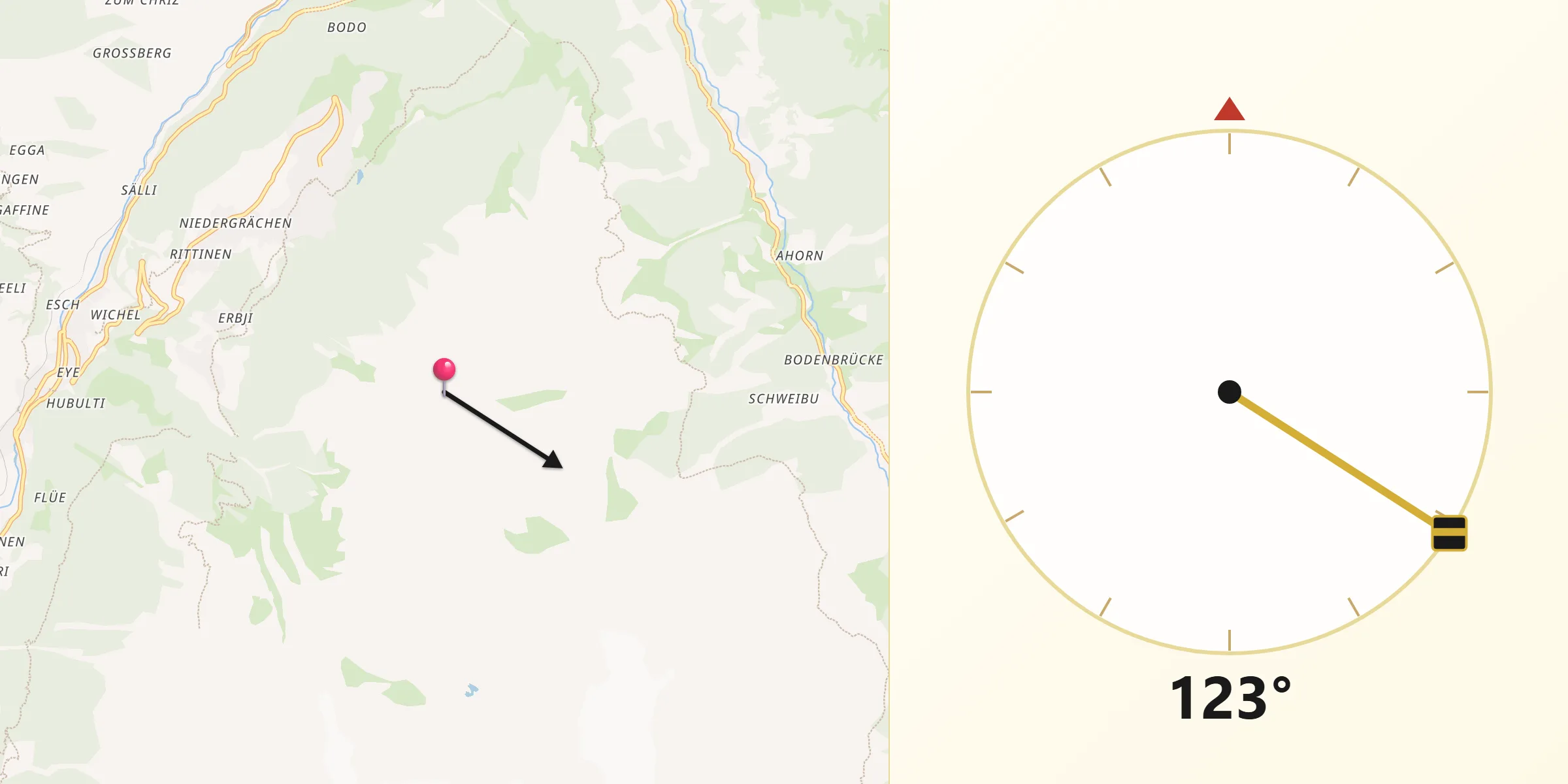 Direzione della Qibla da Visp District