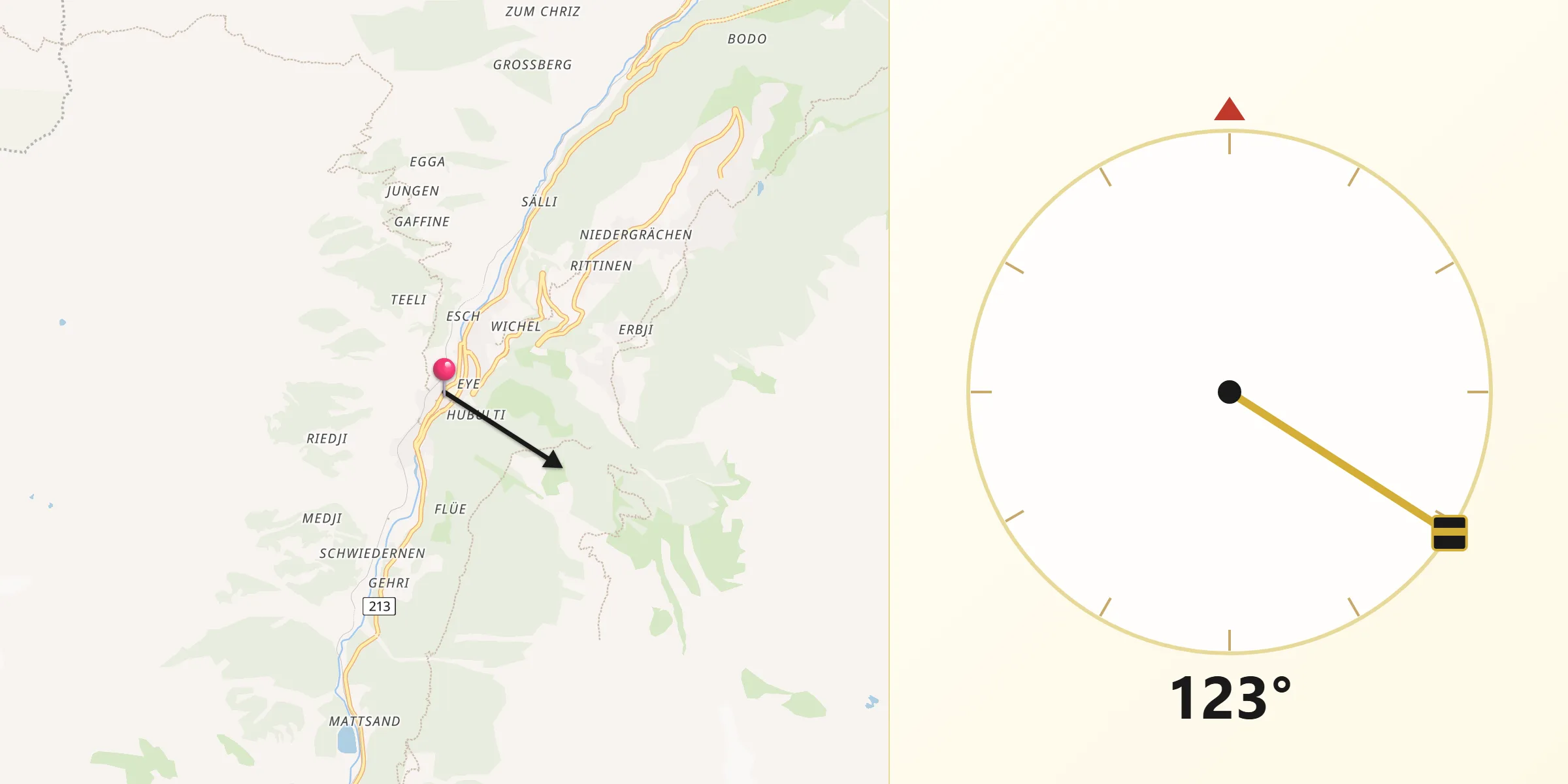 Direzione della Qibla da Sankt Niklaus
