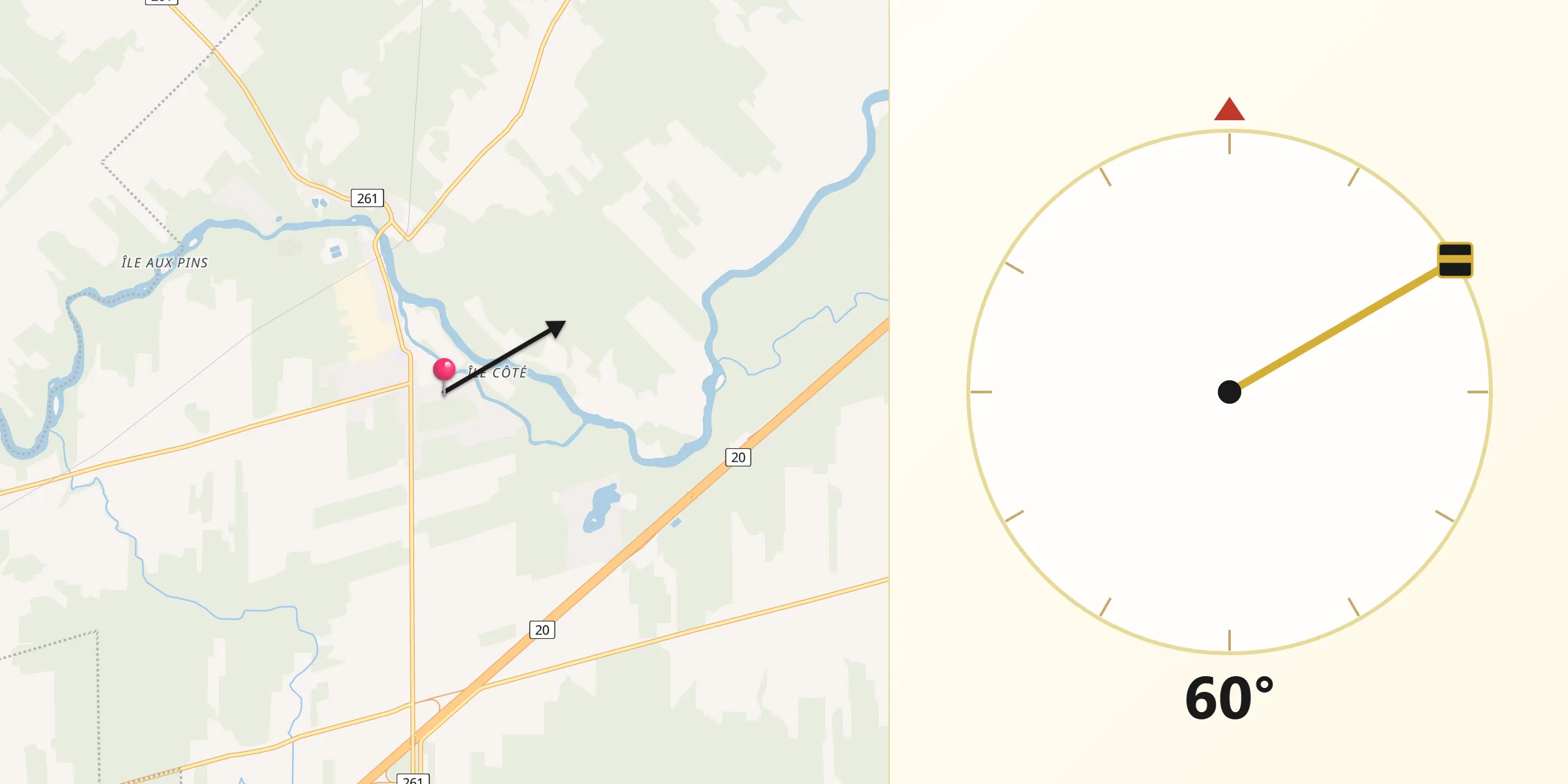 Qibla Direction from Daveluyville