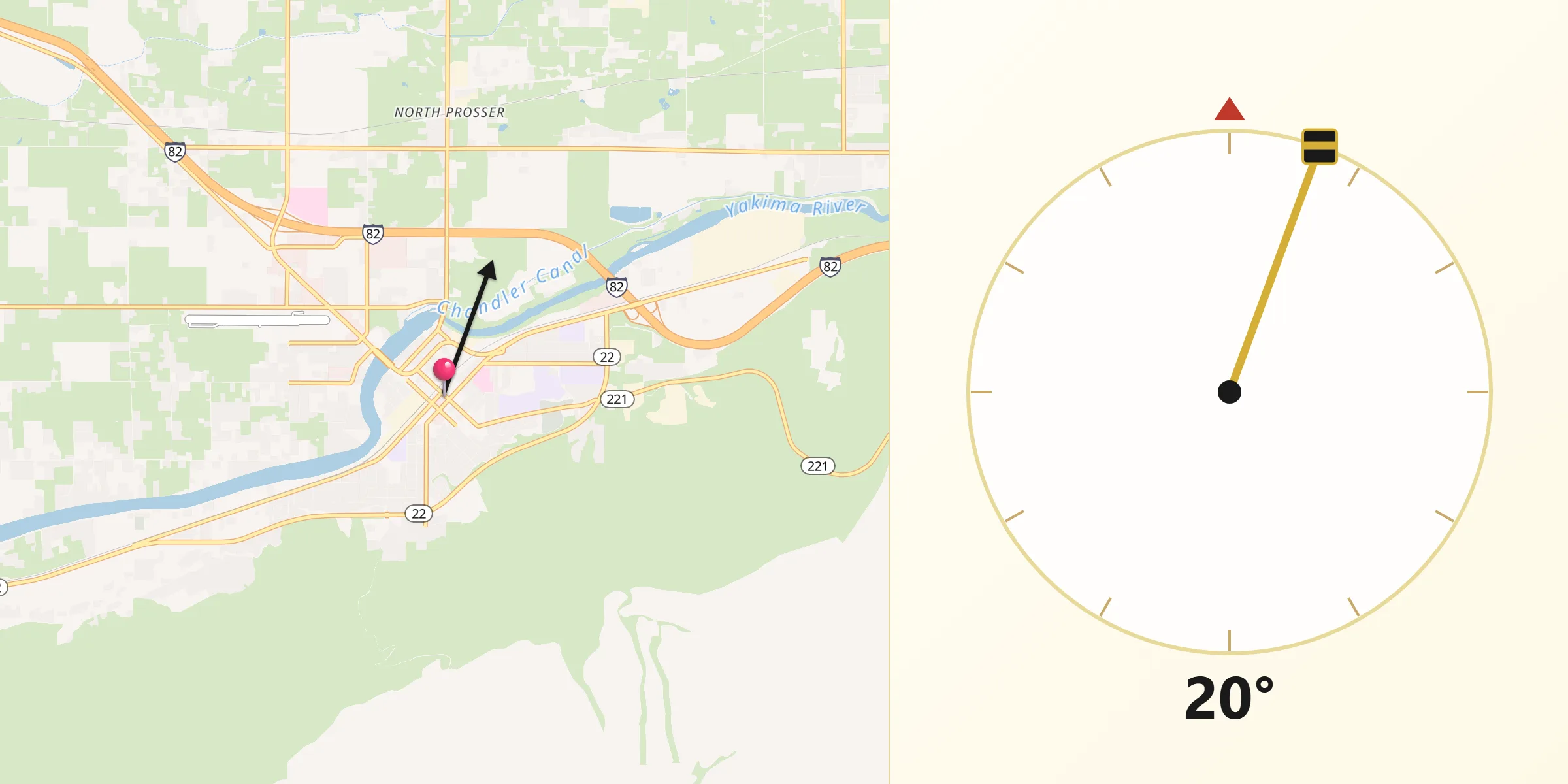 Qibla Direction from Prosser