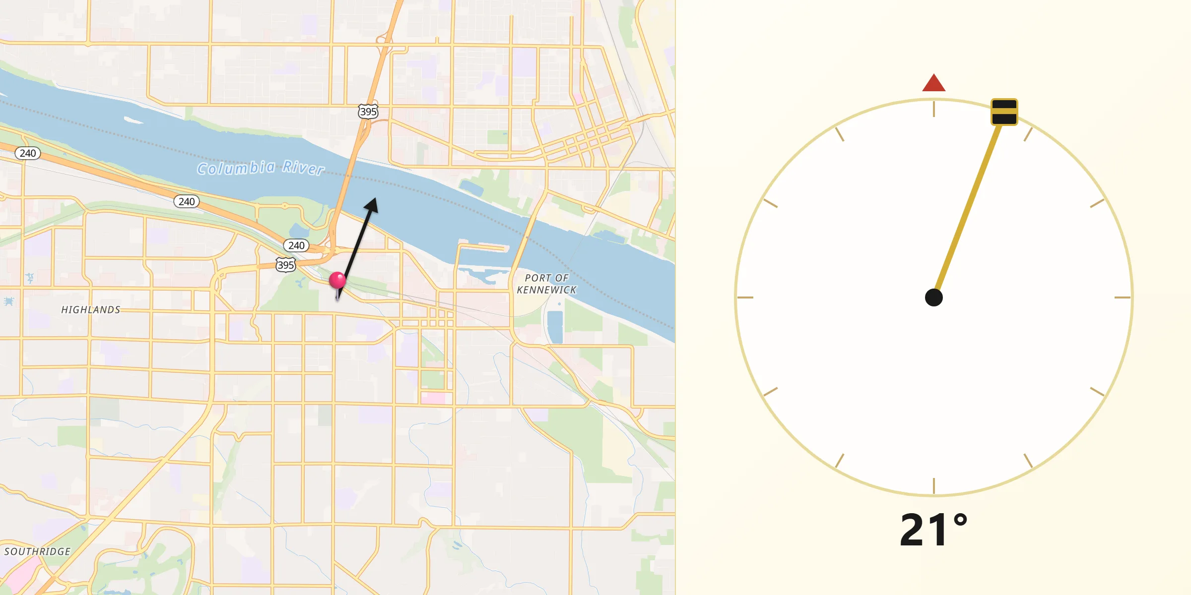 Qibla Direction from Kennewick