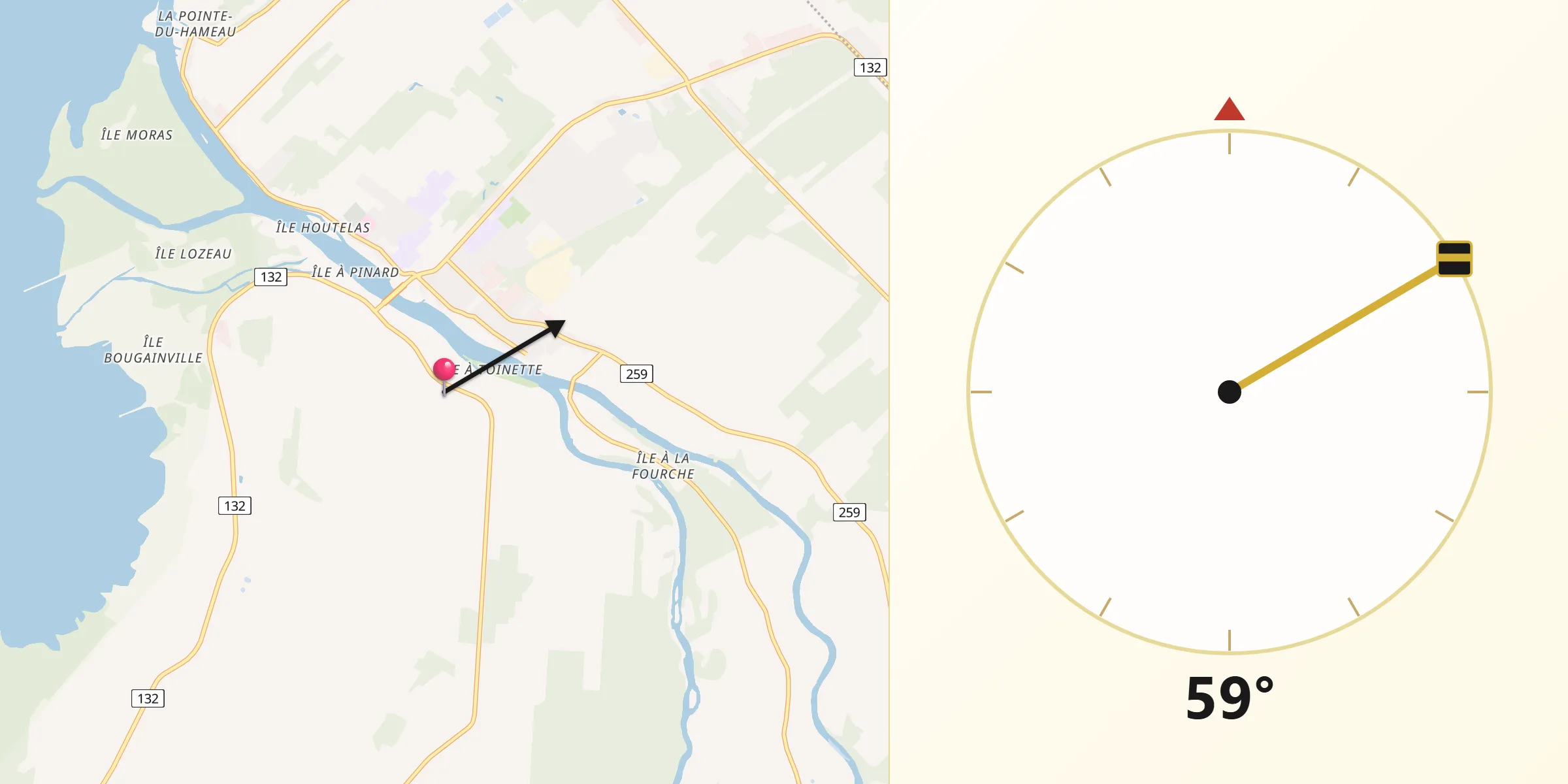 Qibla Direction from Nicolet