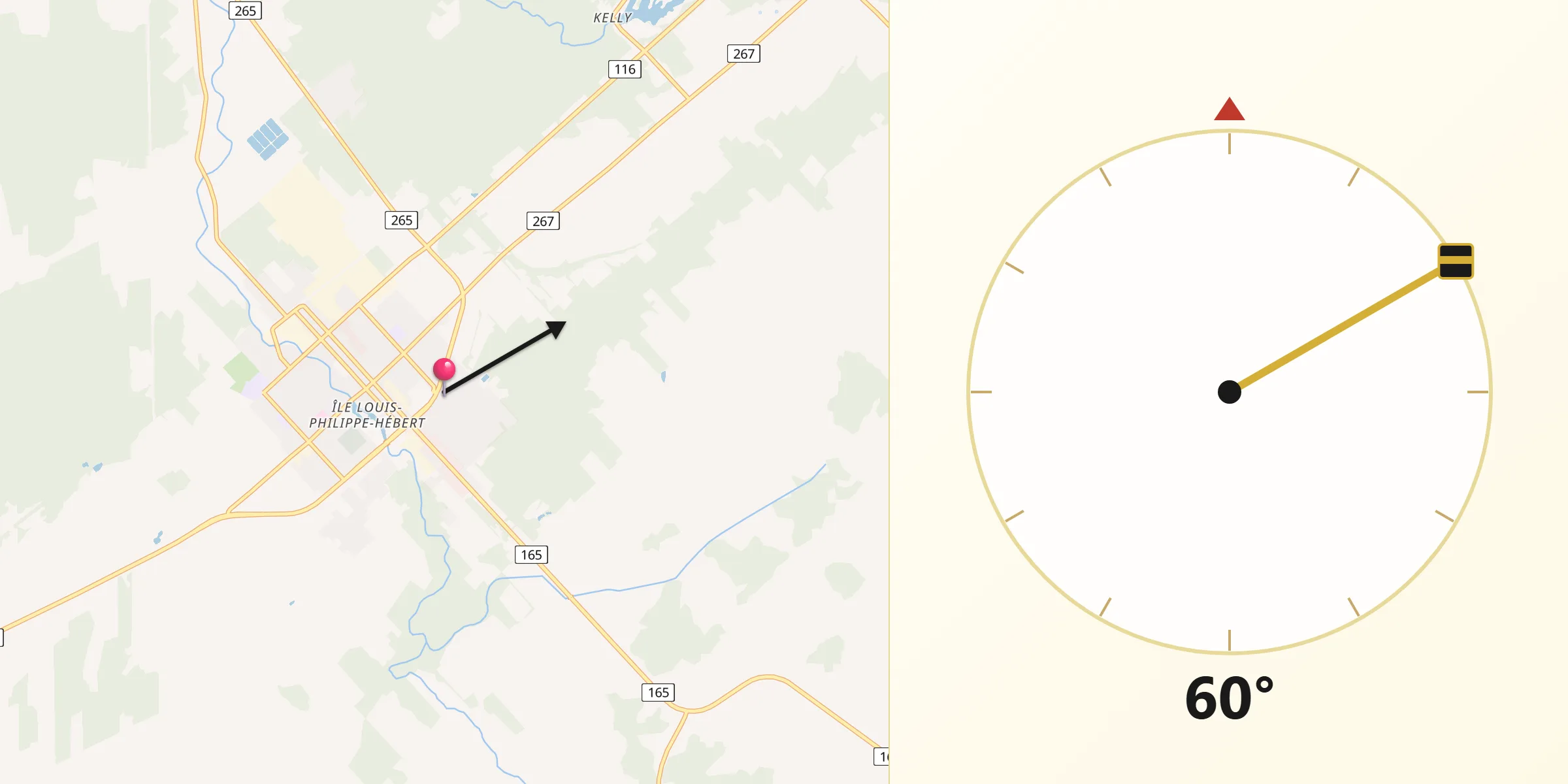 Qibla Direction from Plessisville
