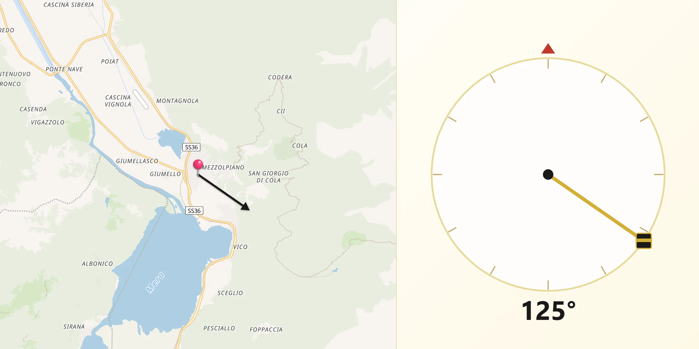 Direzione della Qibla da Novate Mezzola