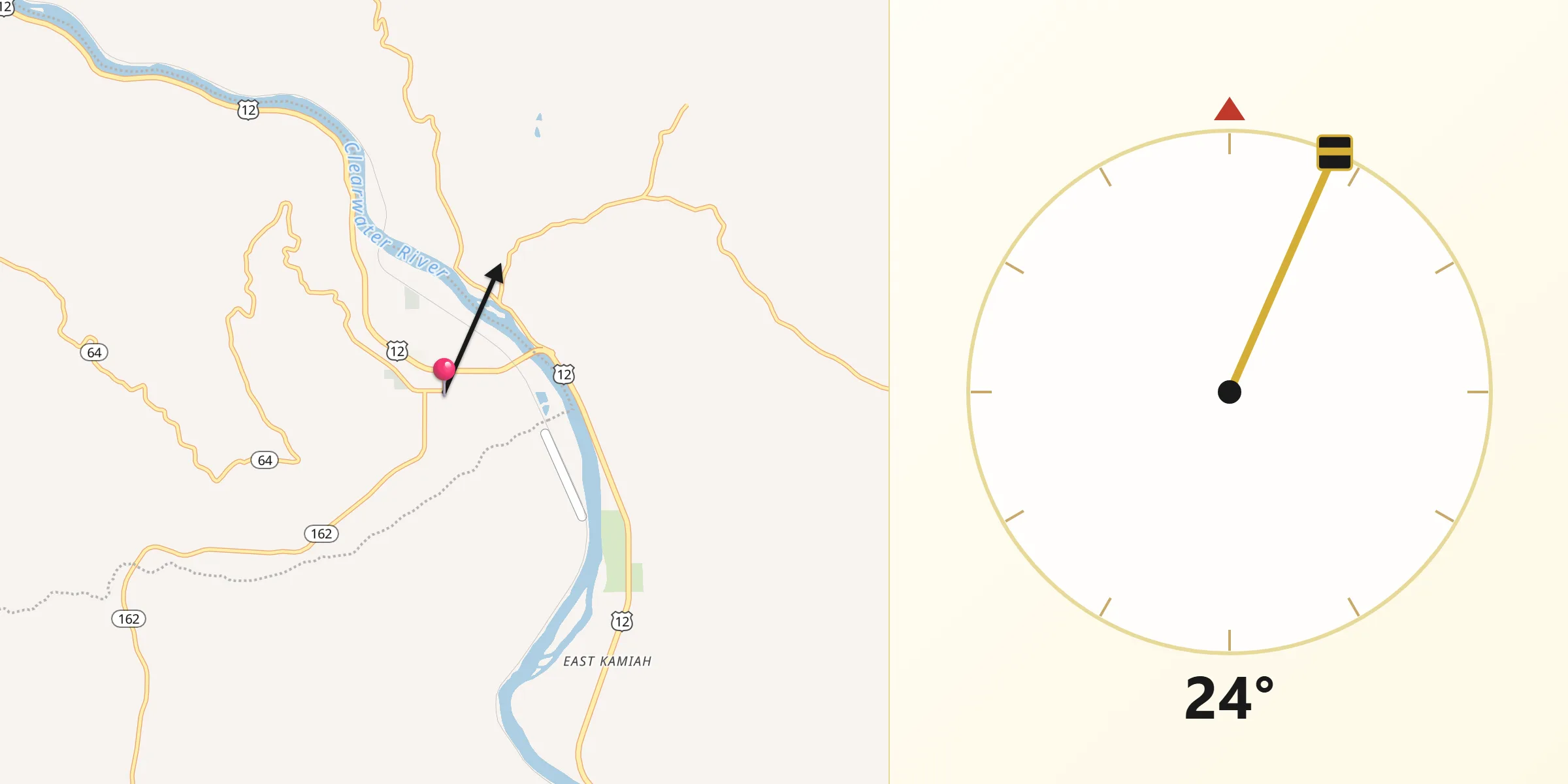 Qibla Direction from Kamiah