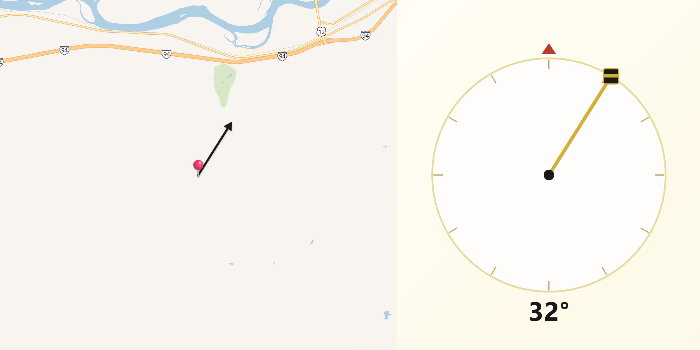 Qibla Direction from Rosebud