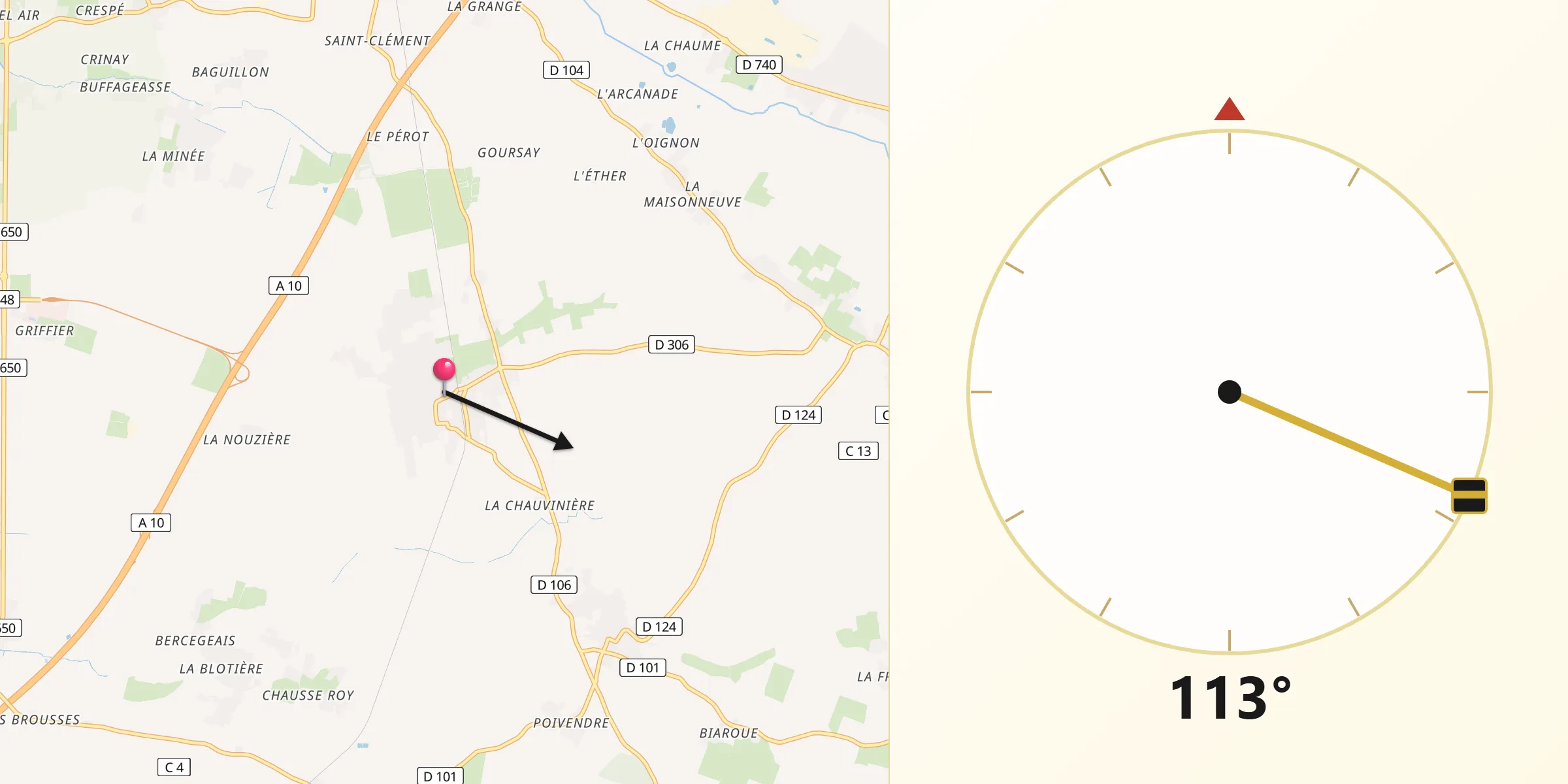 Direction vers la Qibla depuis Fors