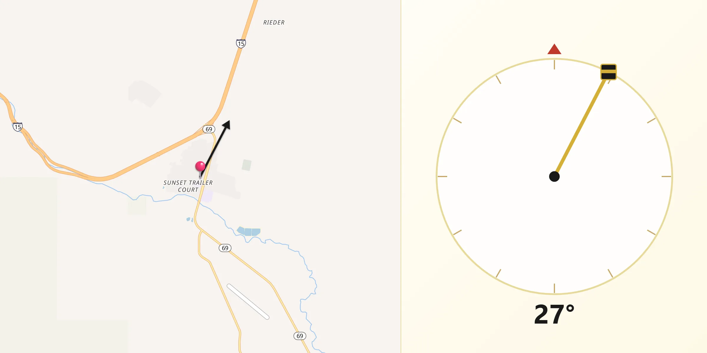 Dirección de la Qibla desde Boulder