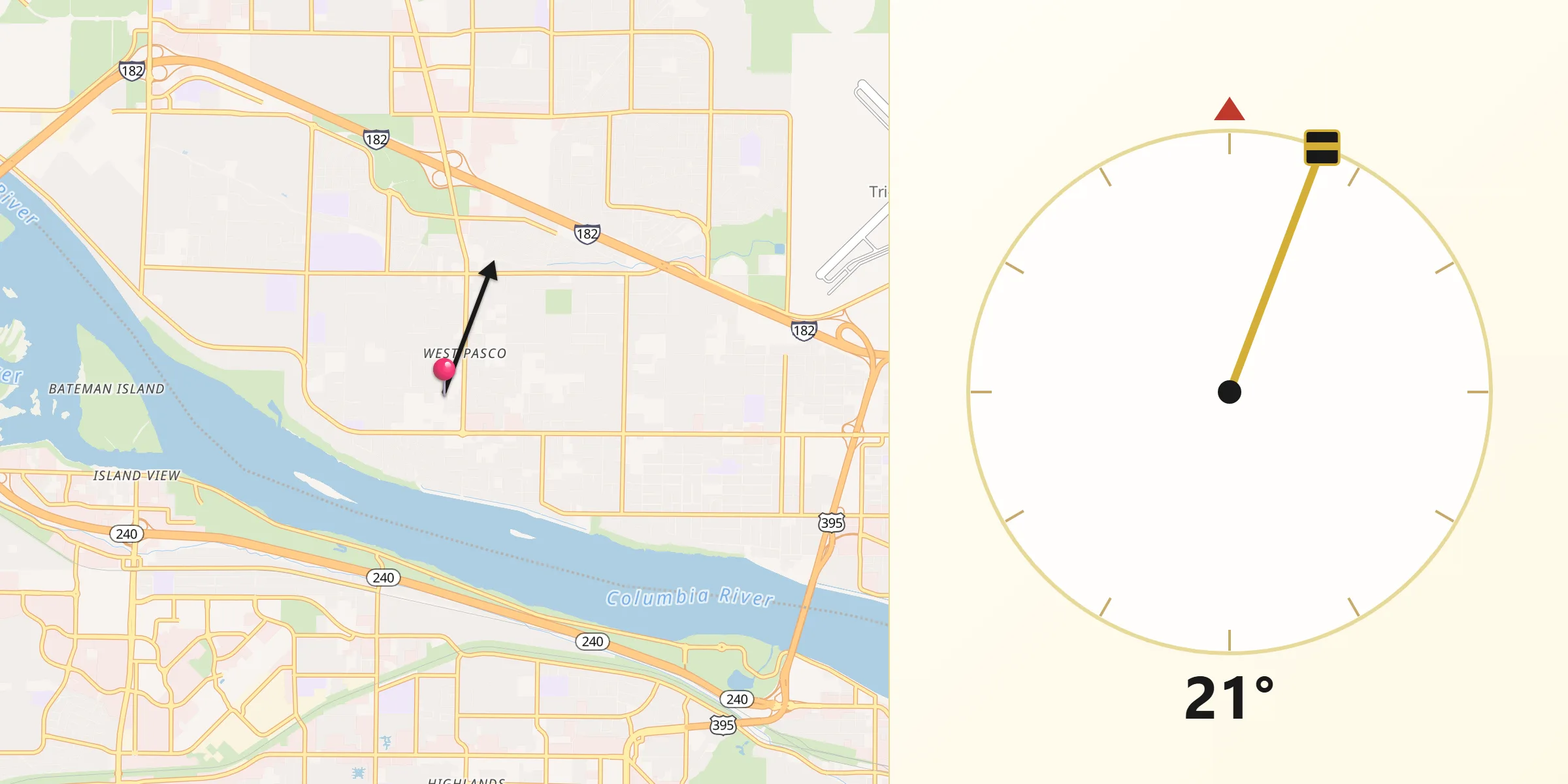Qibla Direction from West Pasco