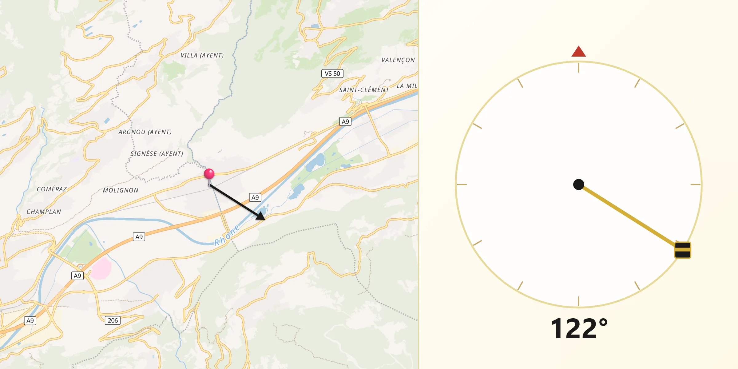 Direzione della Qibla da Saint-Léonard