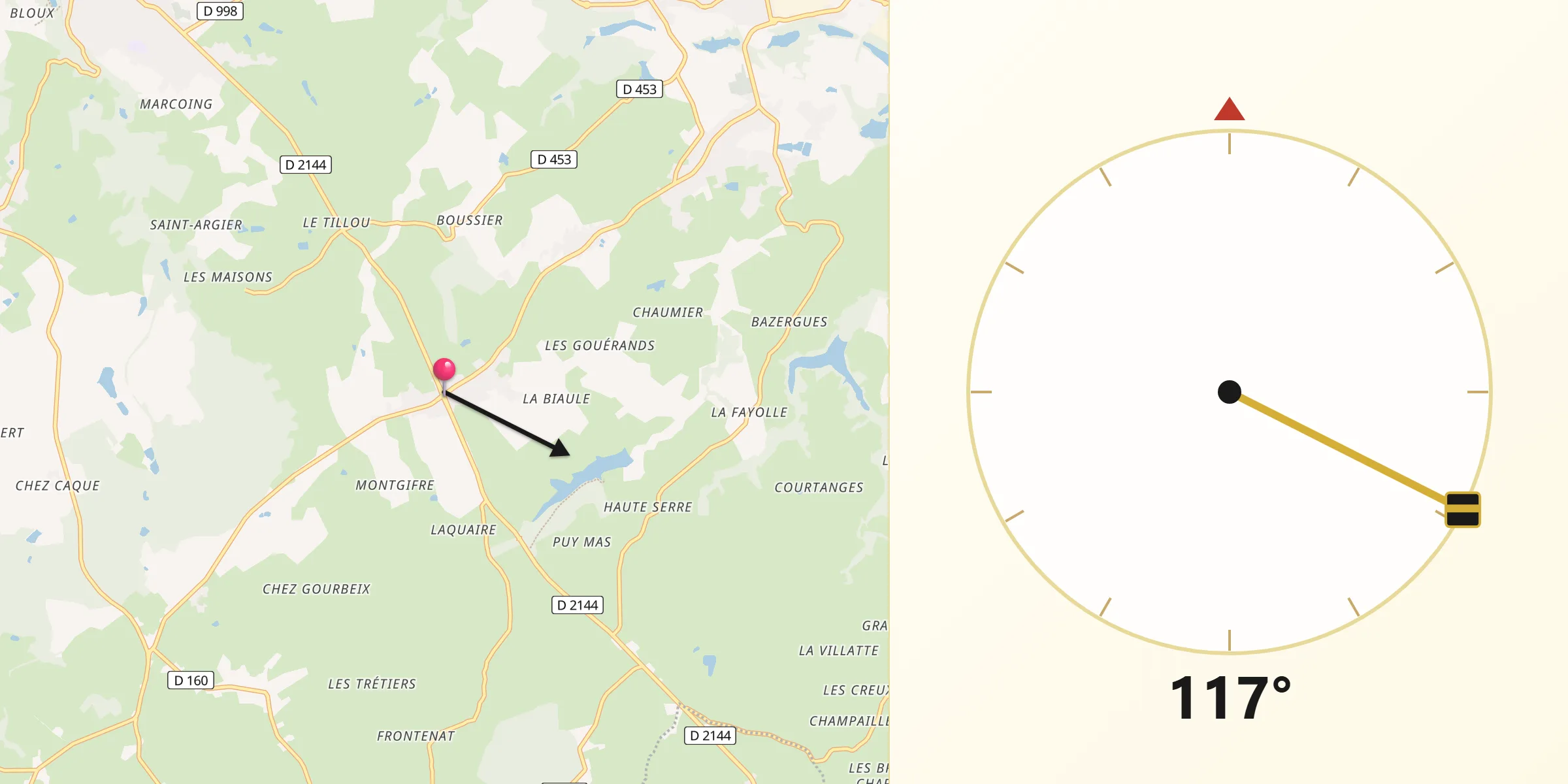 Direction vers la Qibla depuis Larequille