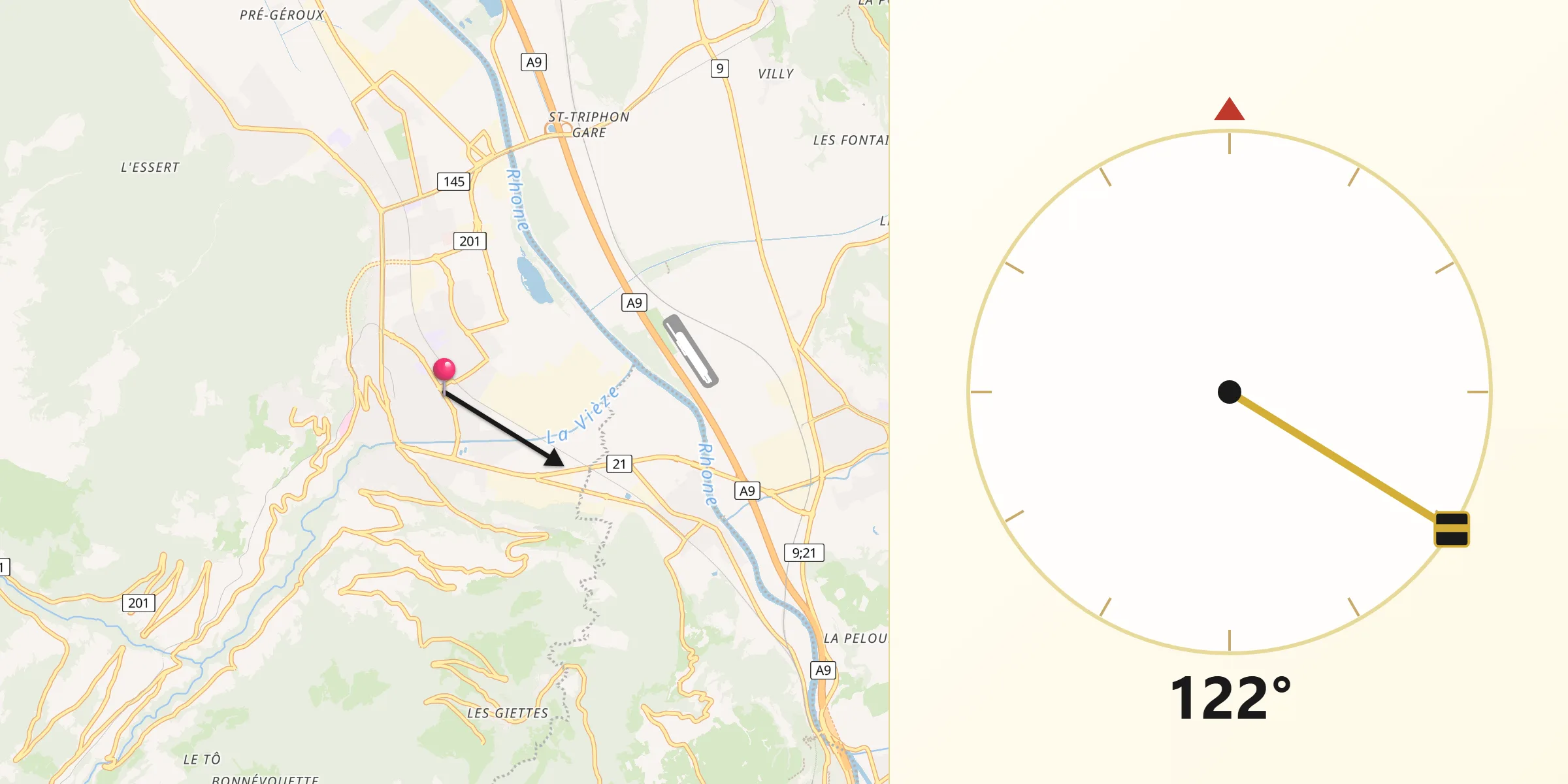Direzione della Qibla da Monthey