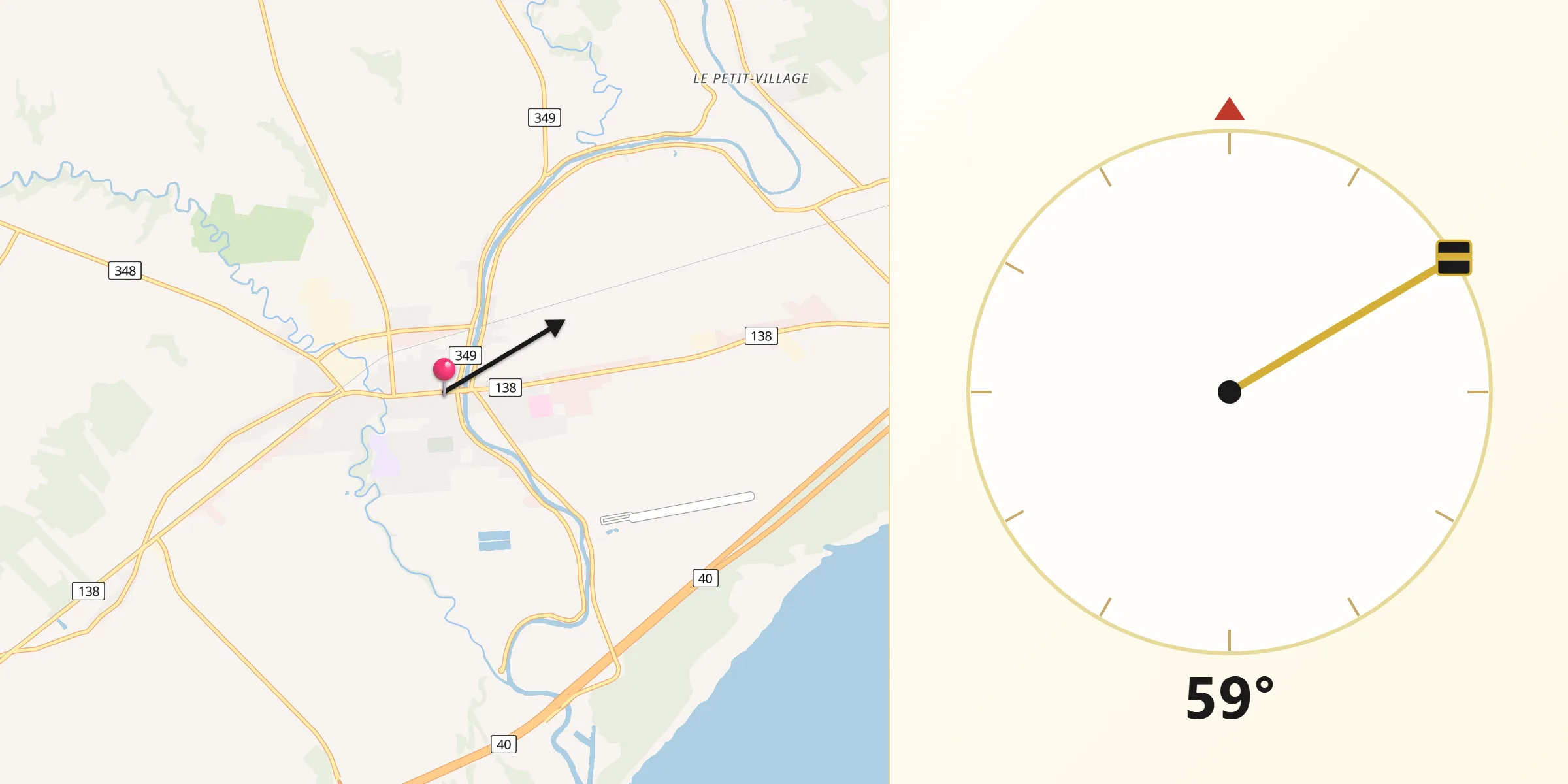 Qibla Direction from Louiseville