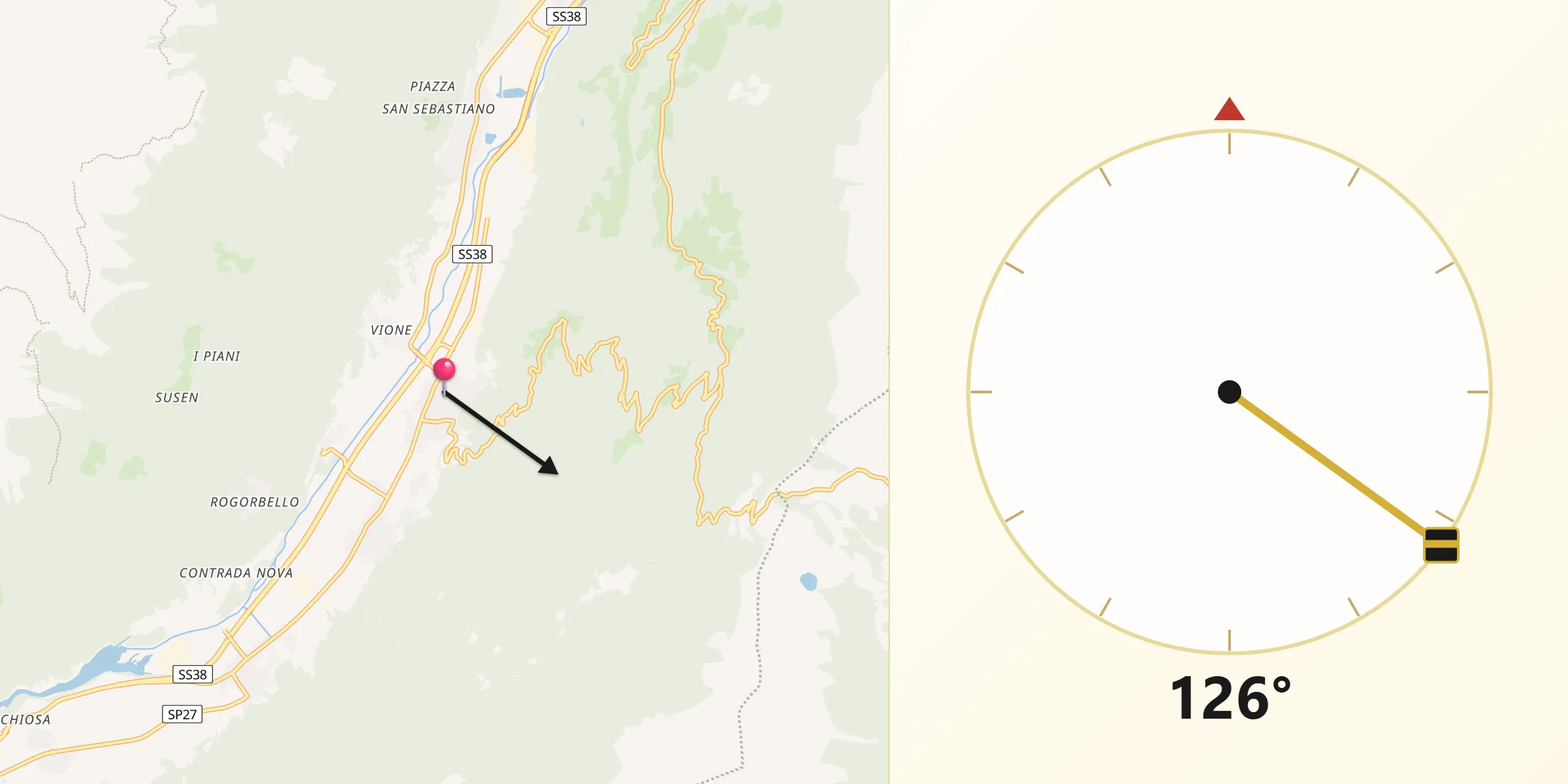 Direzione della Qibla da Mazzo di Valtellina