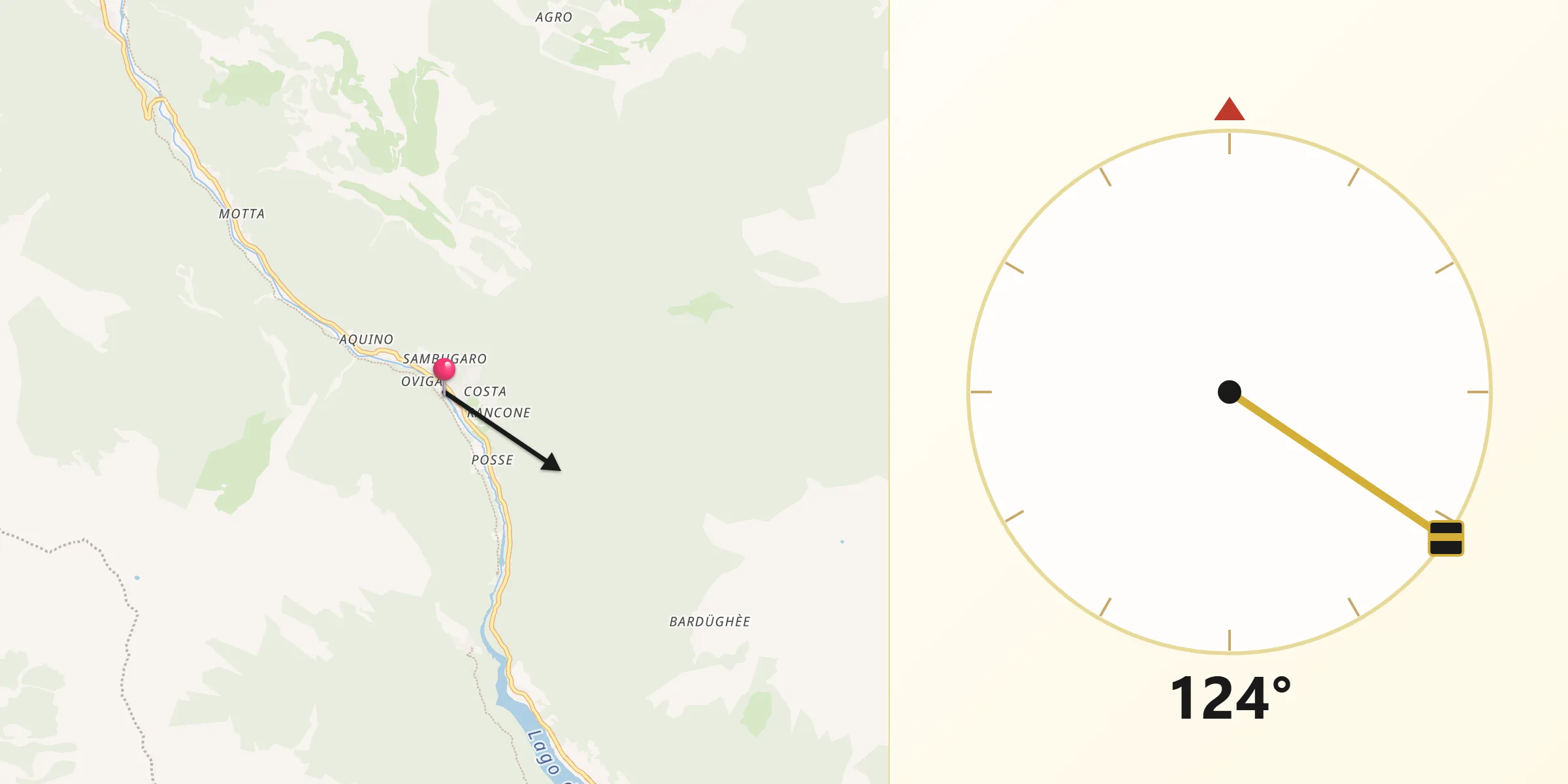 Direction vers la Qibla depuis Lavertezzo