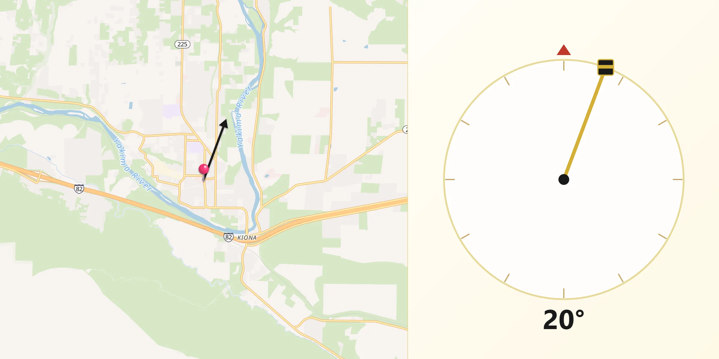 Qibla Direction from Benton City
