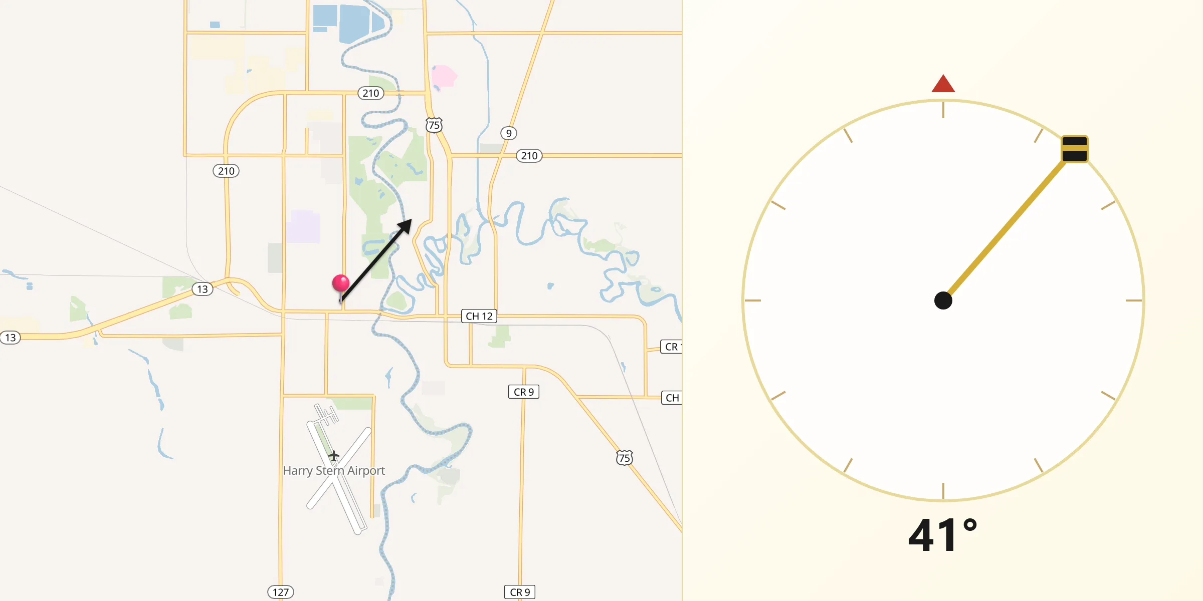 Qibla Direction from Wahpeton