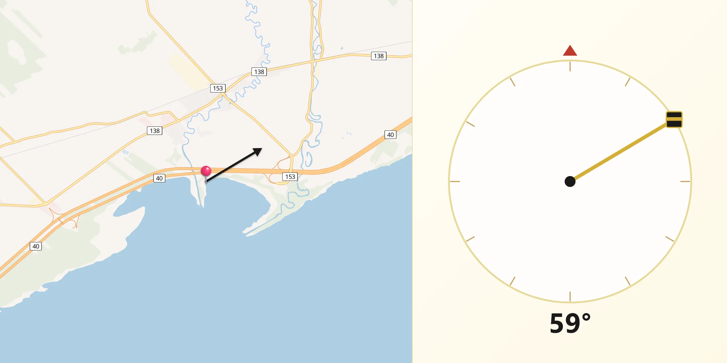 Qibla Direction from Yamachiche