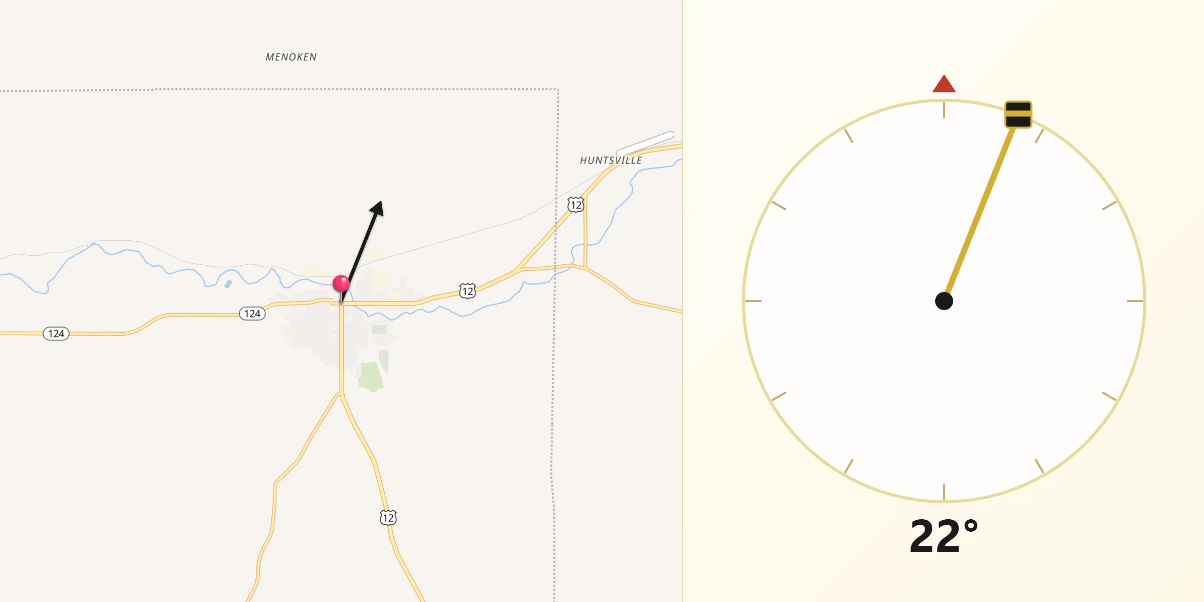 Qibla Direction from Waitsburg