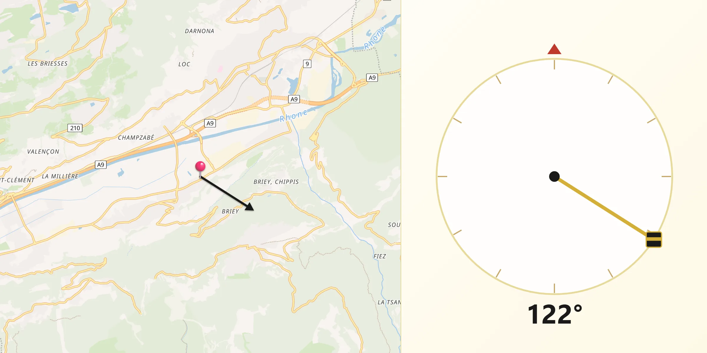 Direction vers la Qibla depuis Sierre District