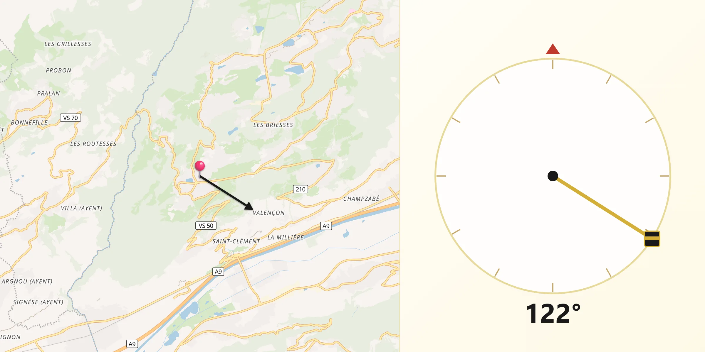 Direzione della Qibla da Lens
