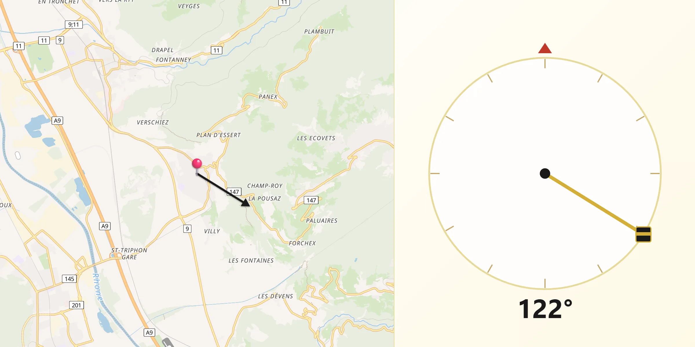 Direction vers la Qibla depuis Ollon