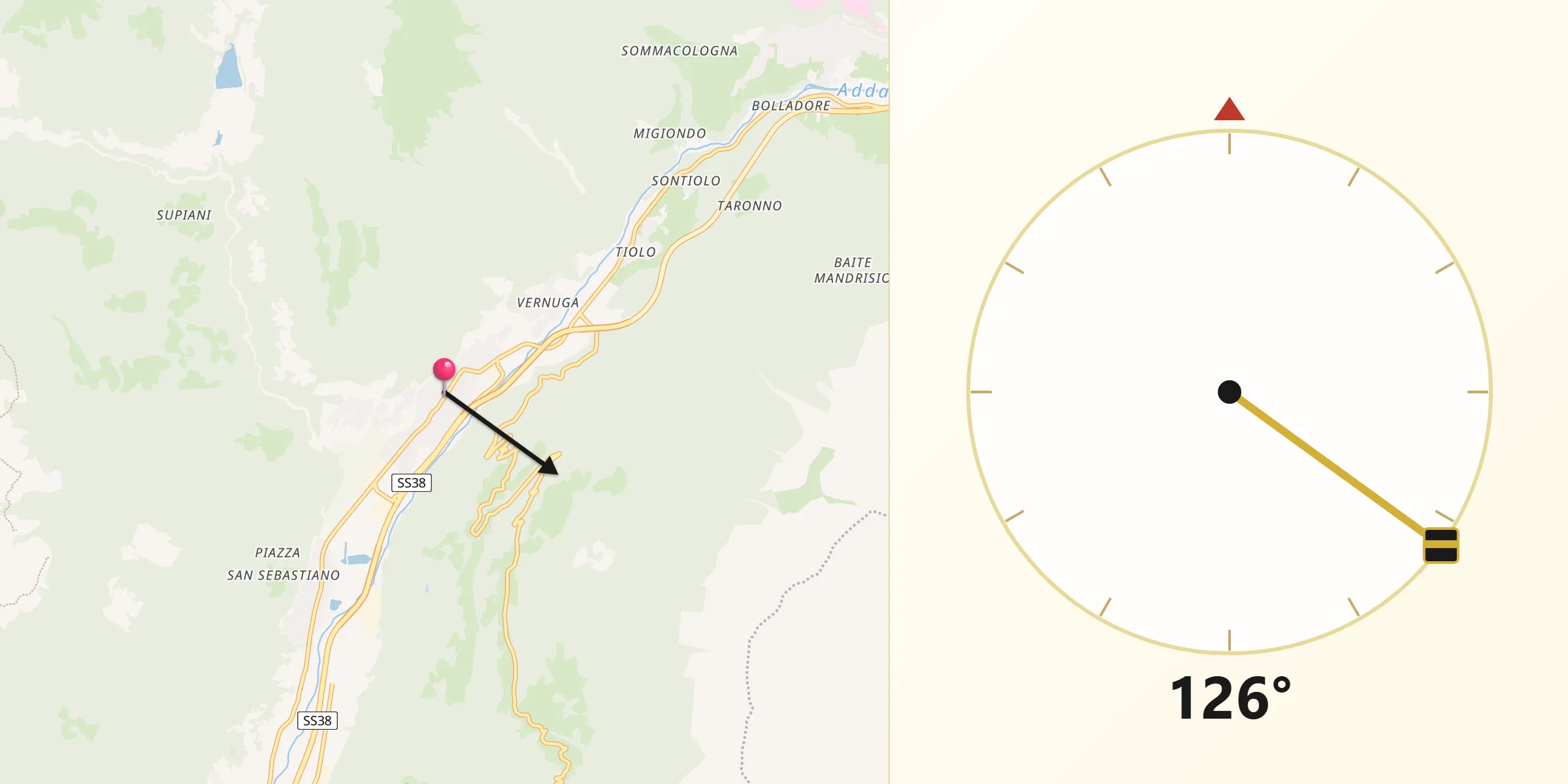 Direzione della Qibla da Grosio