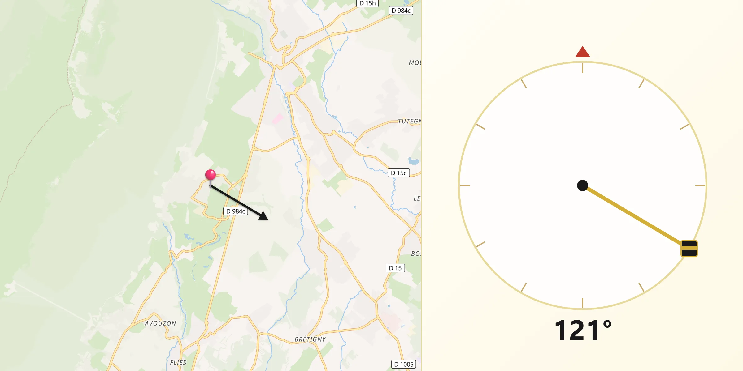 Direction vers la Qibla depuis Échenevex