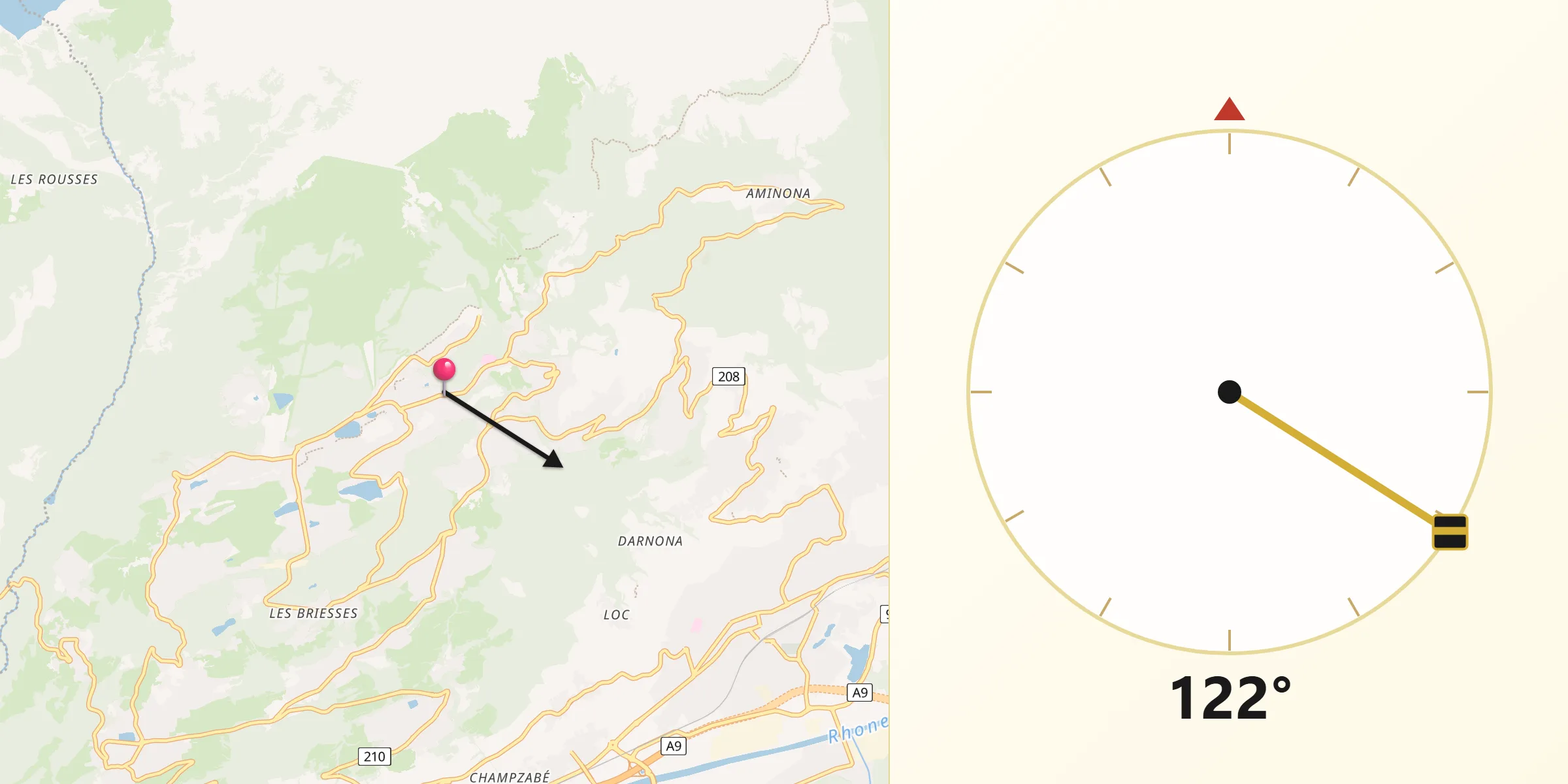 Direction vers la Qibla depuis Montana