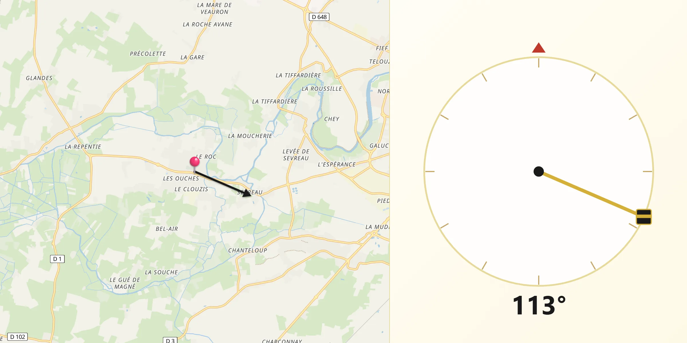 Direction vers la Qibla depuis Magné