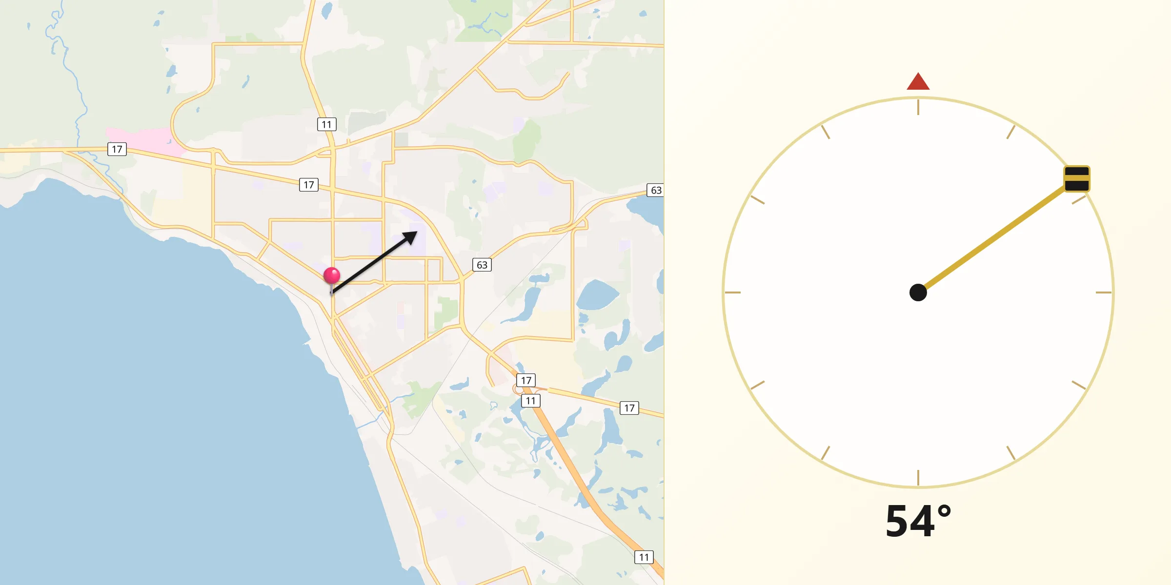 Qibla Direction from North Bay