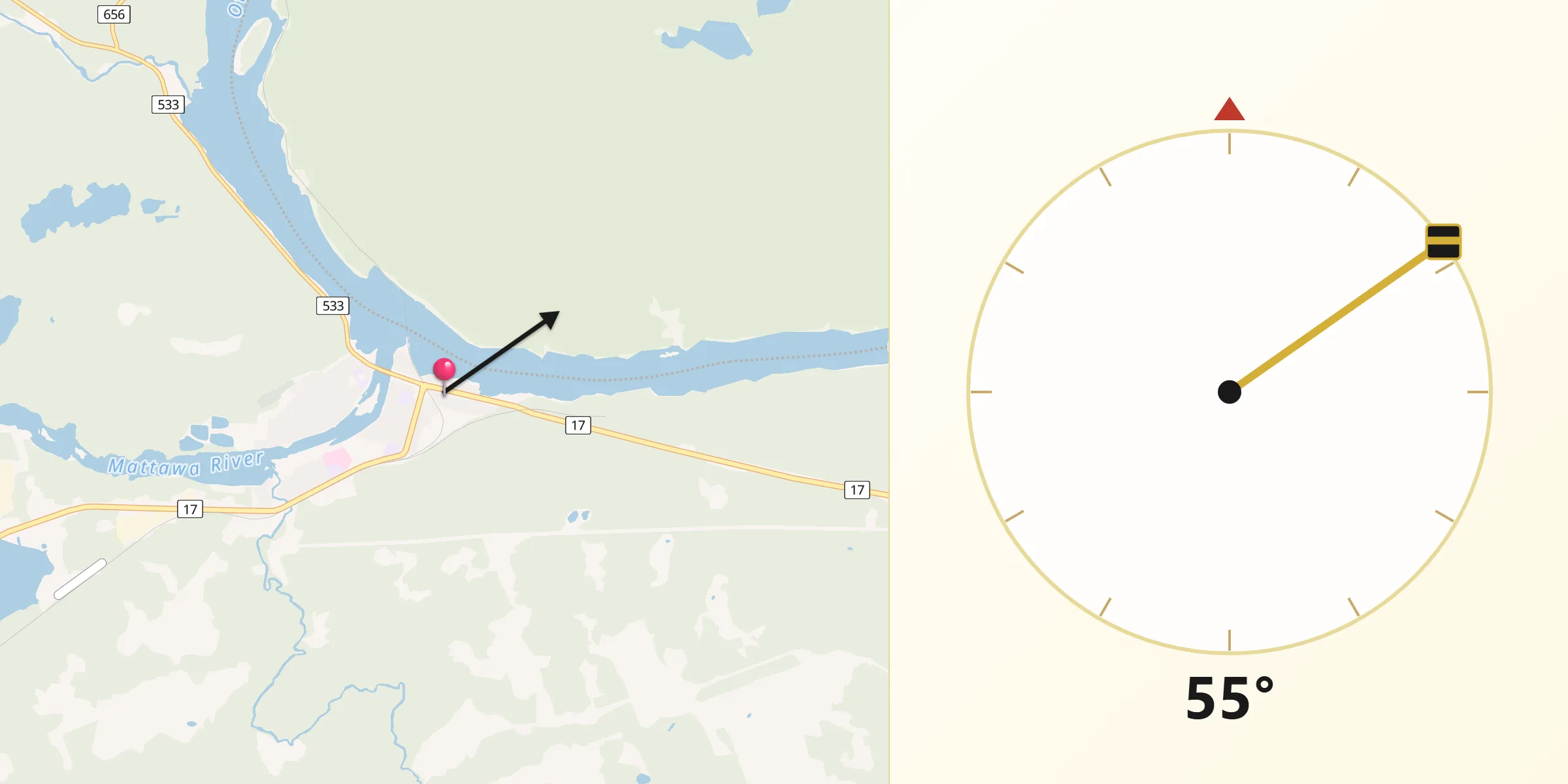 Qibla Direction from Mattawa