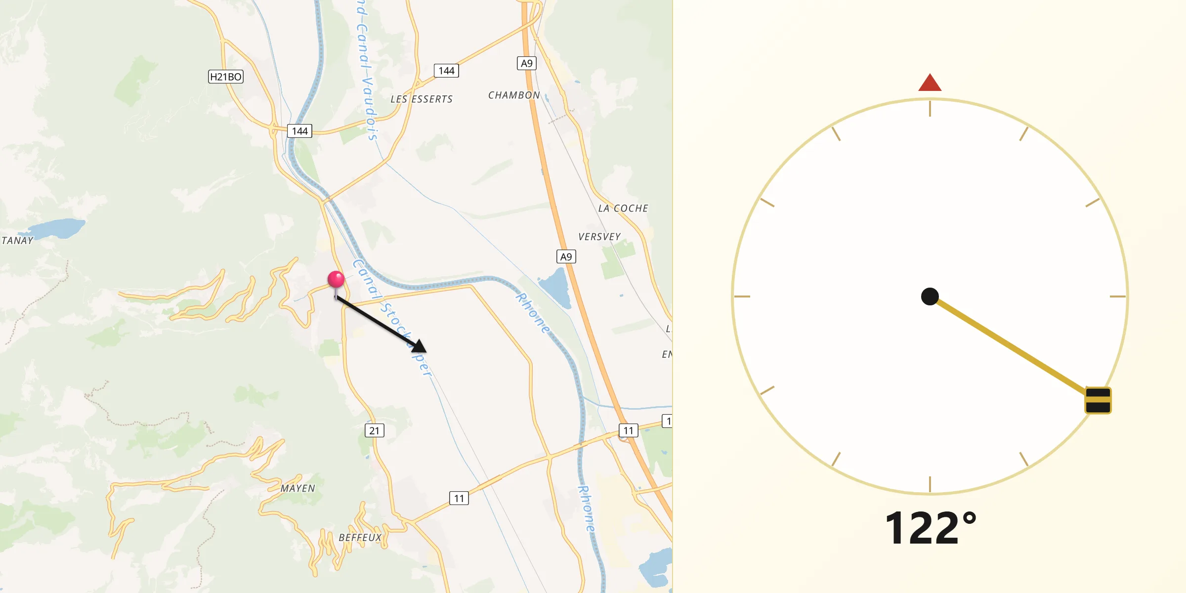 Direzione della Qibla da Vouvry